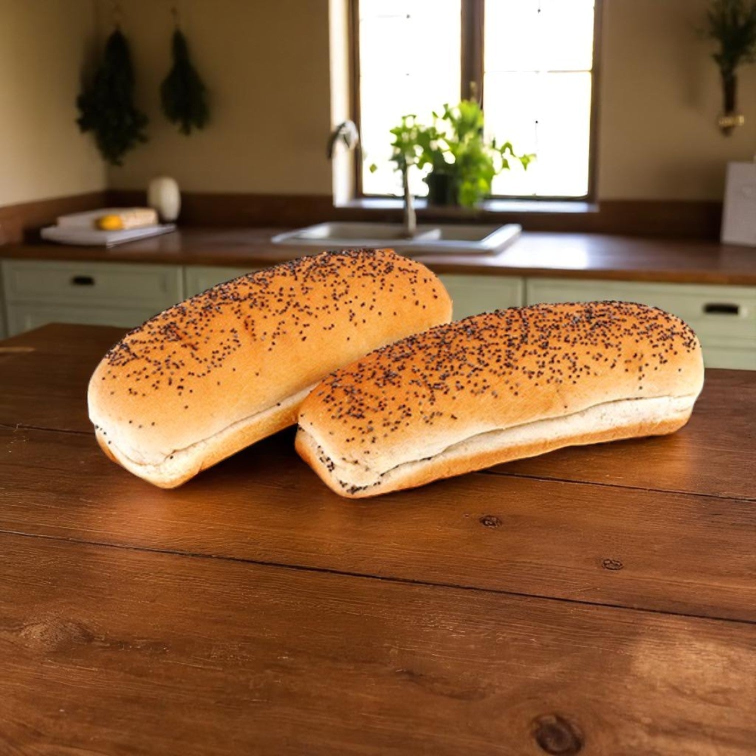 Alpha Baking Poppy Seed Hot Dog Buns – 10 Count Pack (12 Packs per Case) - 120 Total Buns