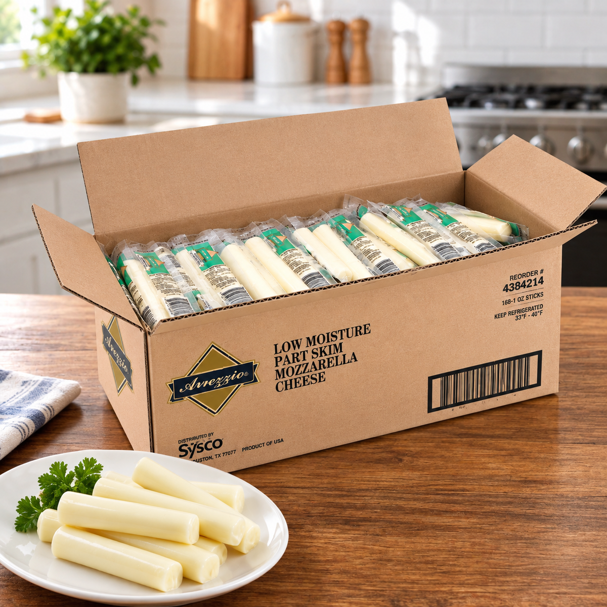 Arrezzio Imperial Mozzarella String Cheese – 1 oz Sticks, 168-Count Case