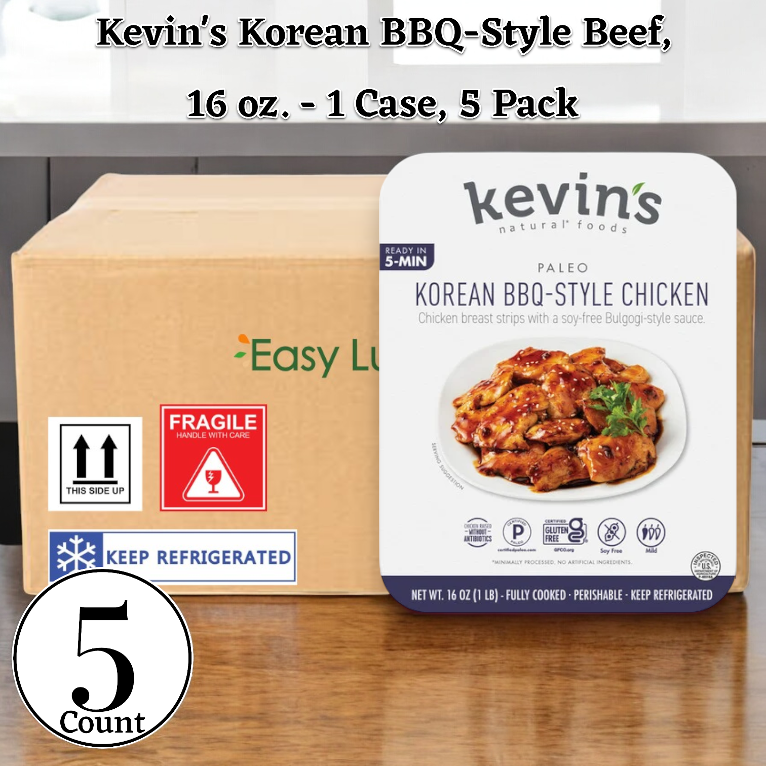 Kevin's Korean BBQ-Style Beef, 16 oz. - 1 Case, 5 Pack