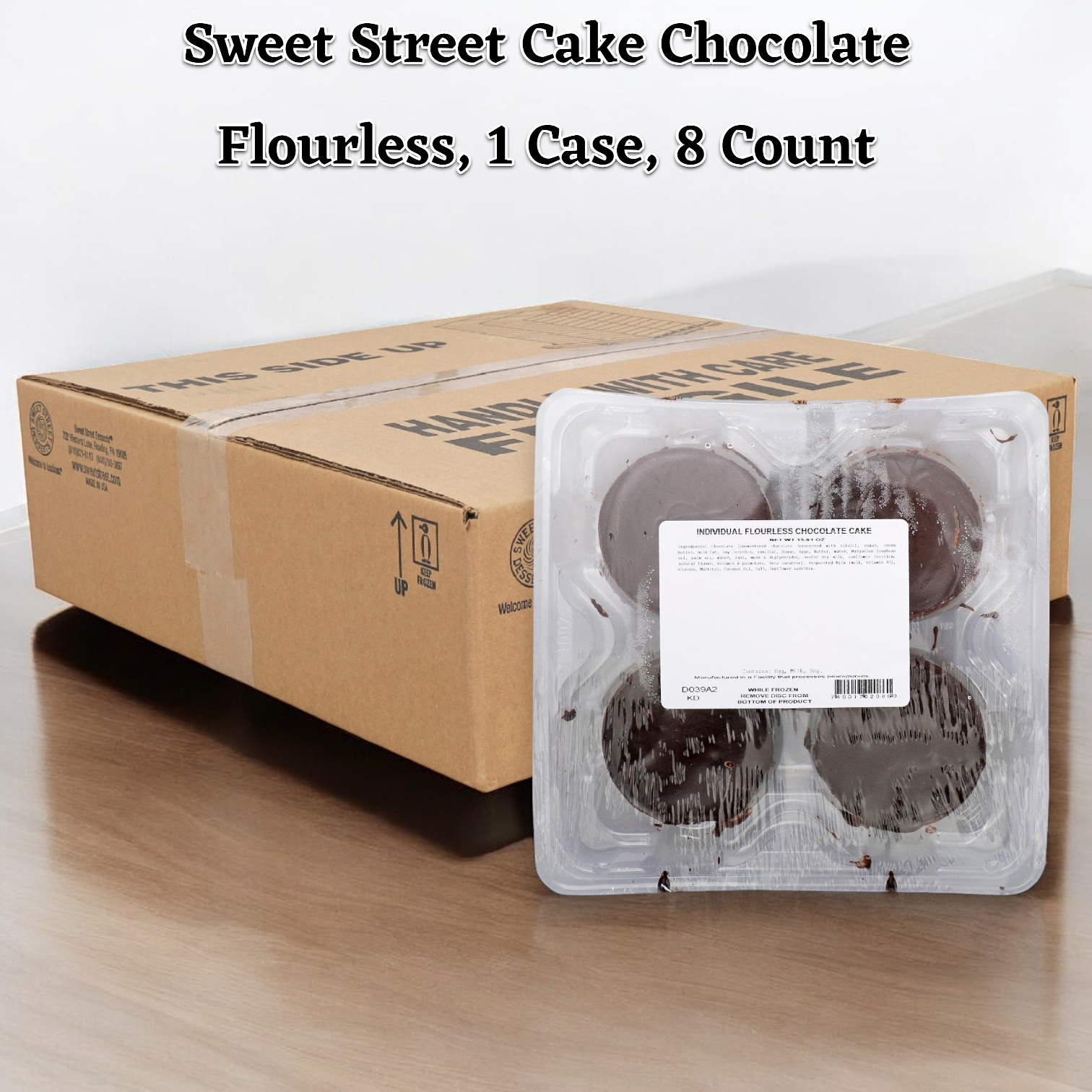 Sweet Street Cake Chocolate Flourless, 1 Case, 8 Packs, 32 Count Total