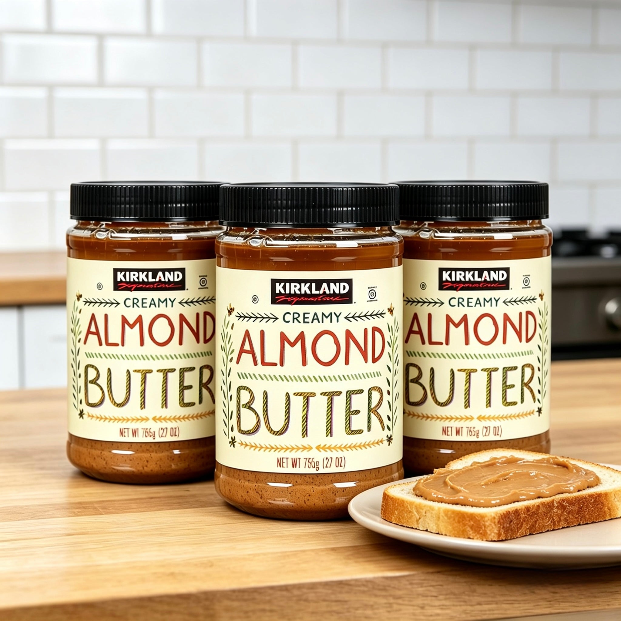 Kirkland Signature Creamy Almond Butter – 27 oz Jar  3-Count