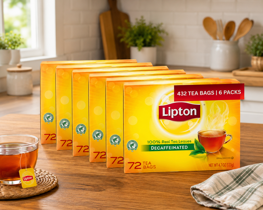 Lipton Decaf Black Tea Bags – 72 Tea Bags per Box, 6 Boxes per Case