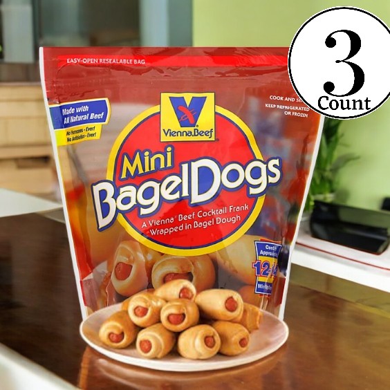 Vienna Beef Natural Mini Bagel Dogs, 12 oz. - 3 Bag (36 Total Mini Dogs)