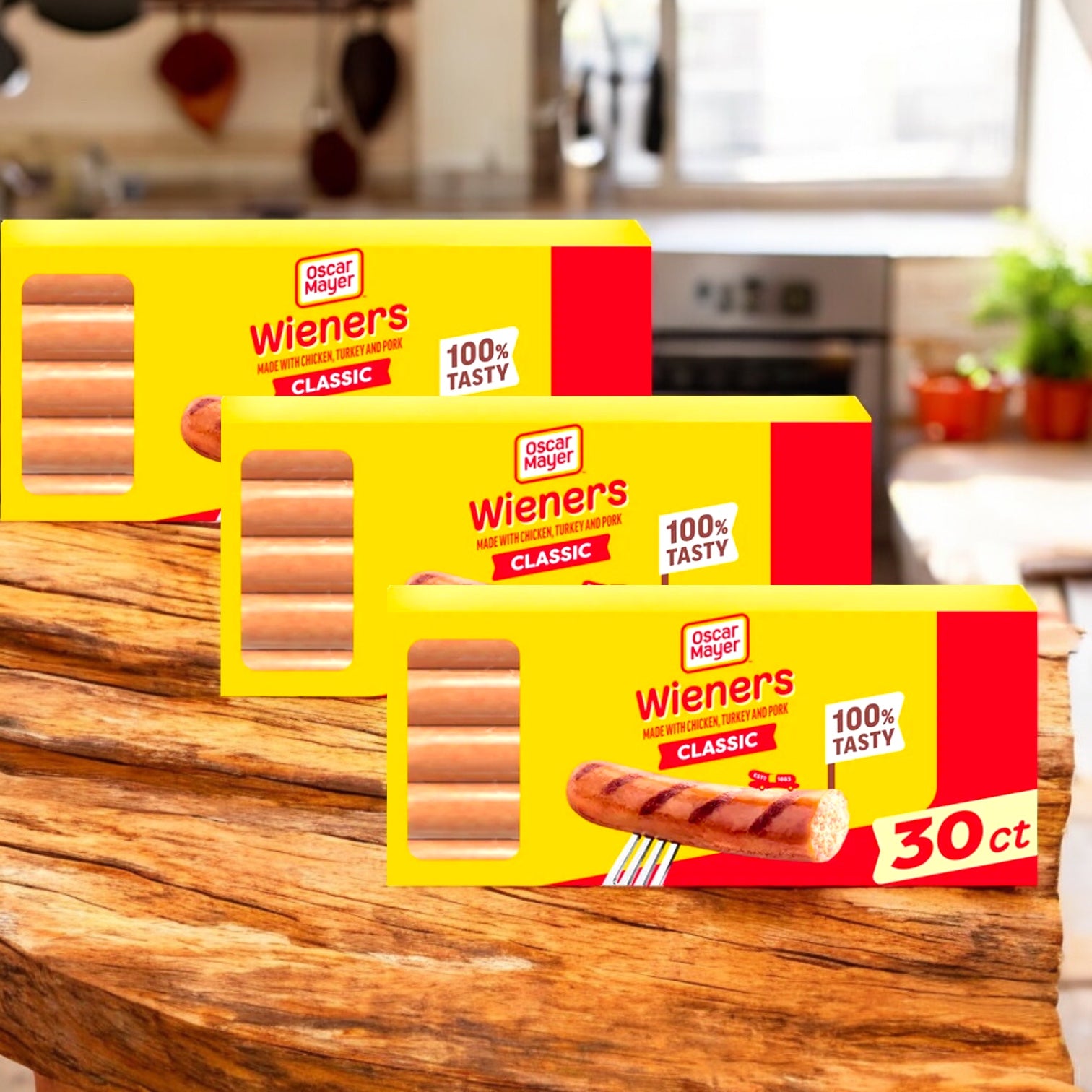 3 Packs of Classic Oscar Mayer Wieners | 90 total