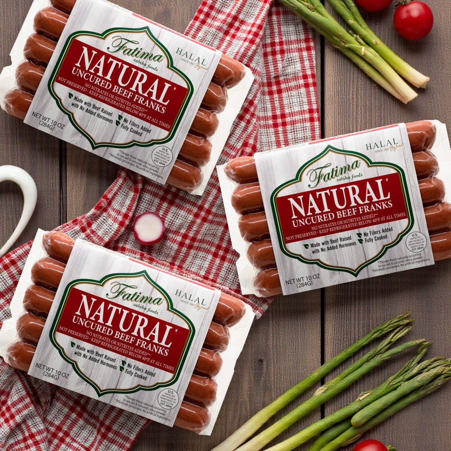 Fatima All-Natural Halal Beef Franks – 10 oz (5 Count) – 3 Pack