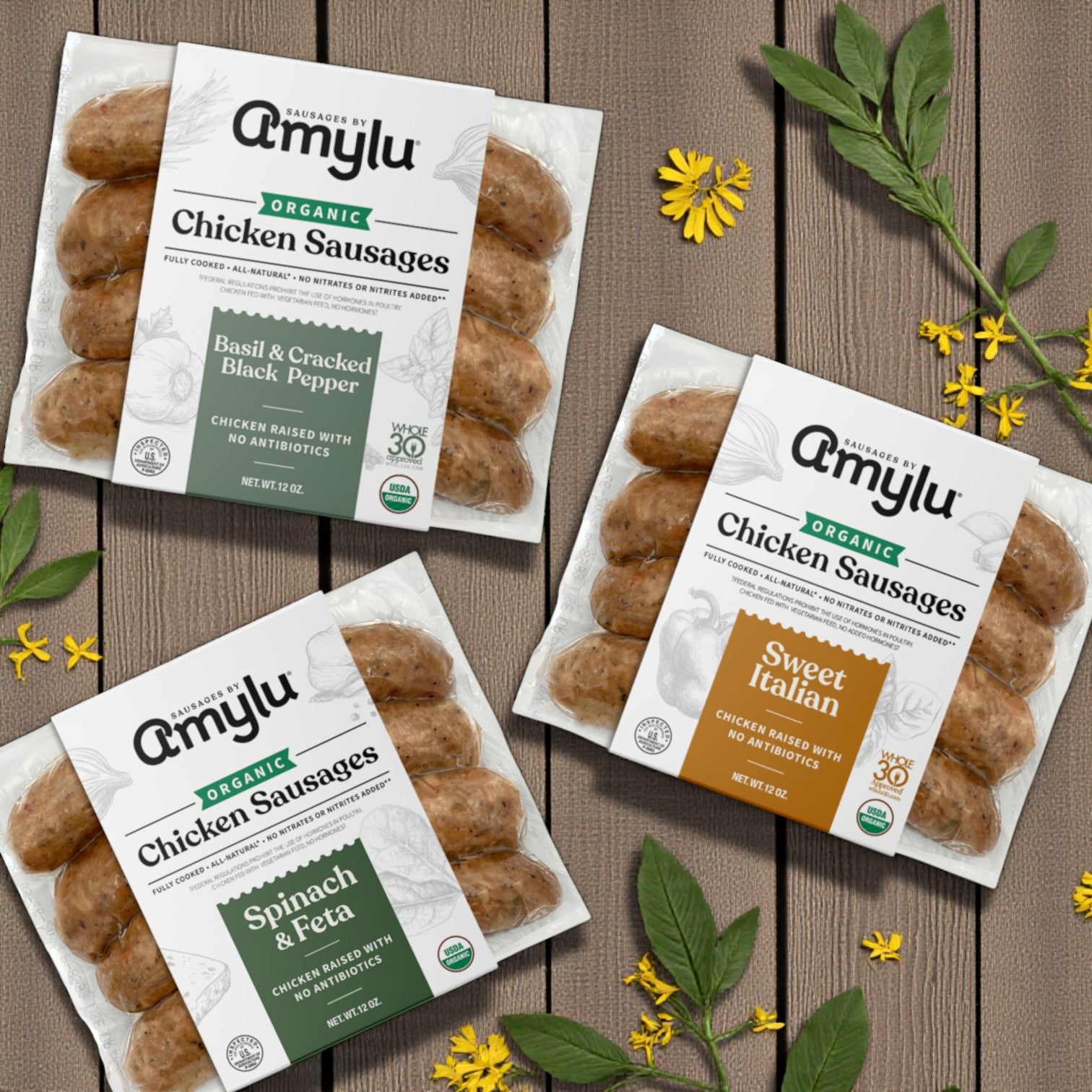 Amylu Organic Chicken Sausage Variety Pack
