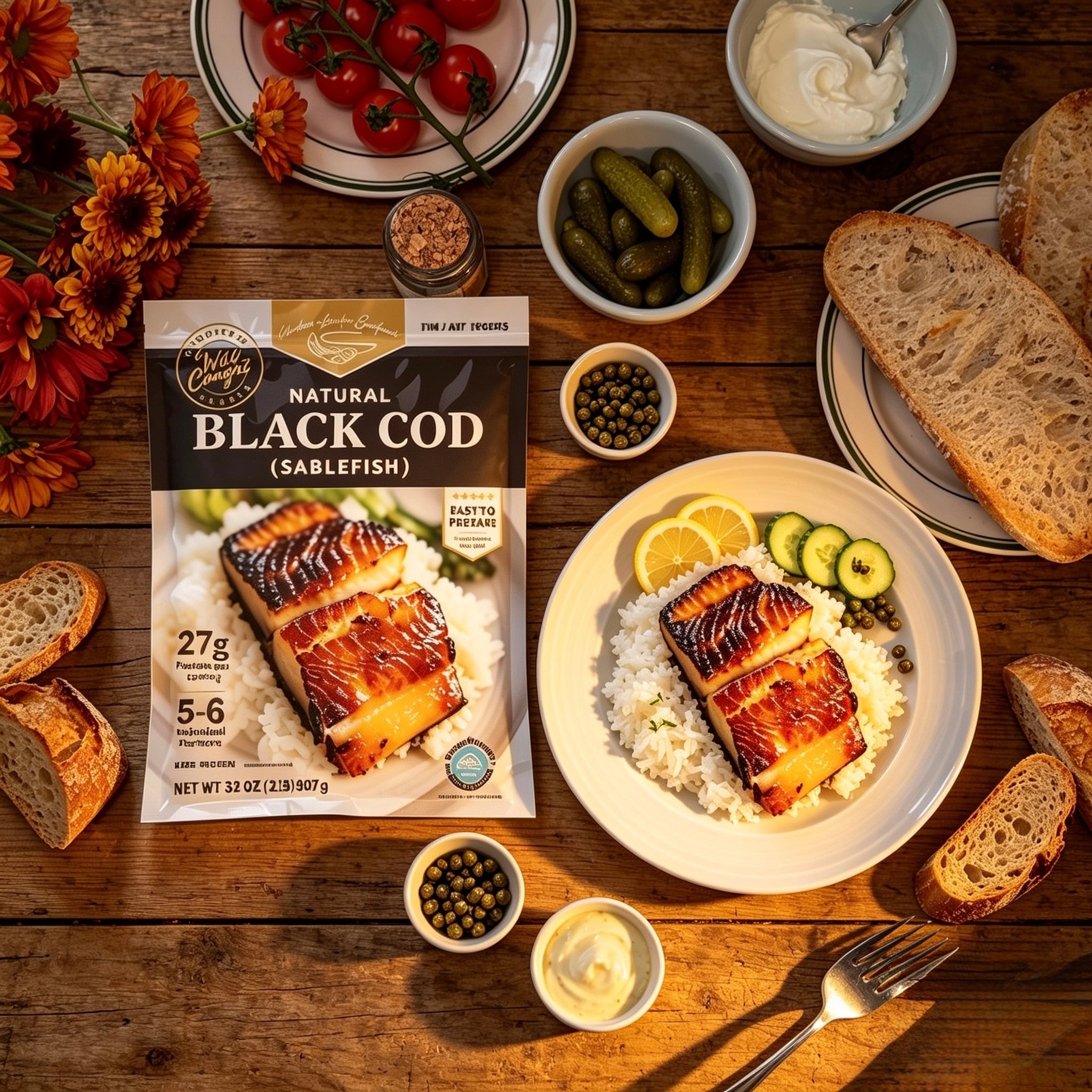 Alaskan Leader Seafood Natural Black Cod – Wild Caught Black Cod, 32 oz  1-Count Pack