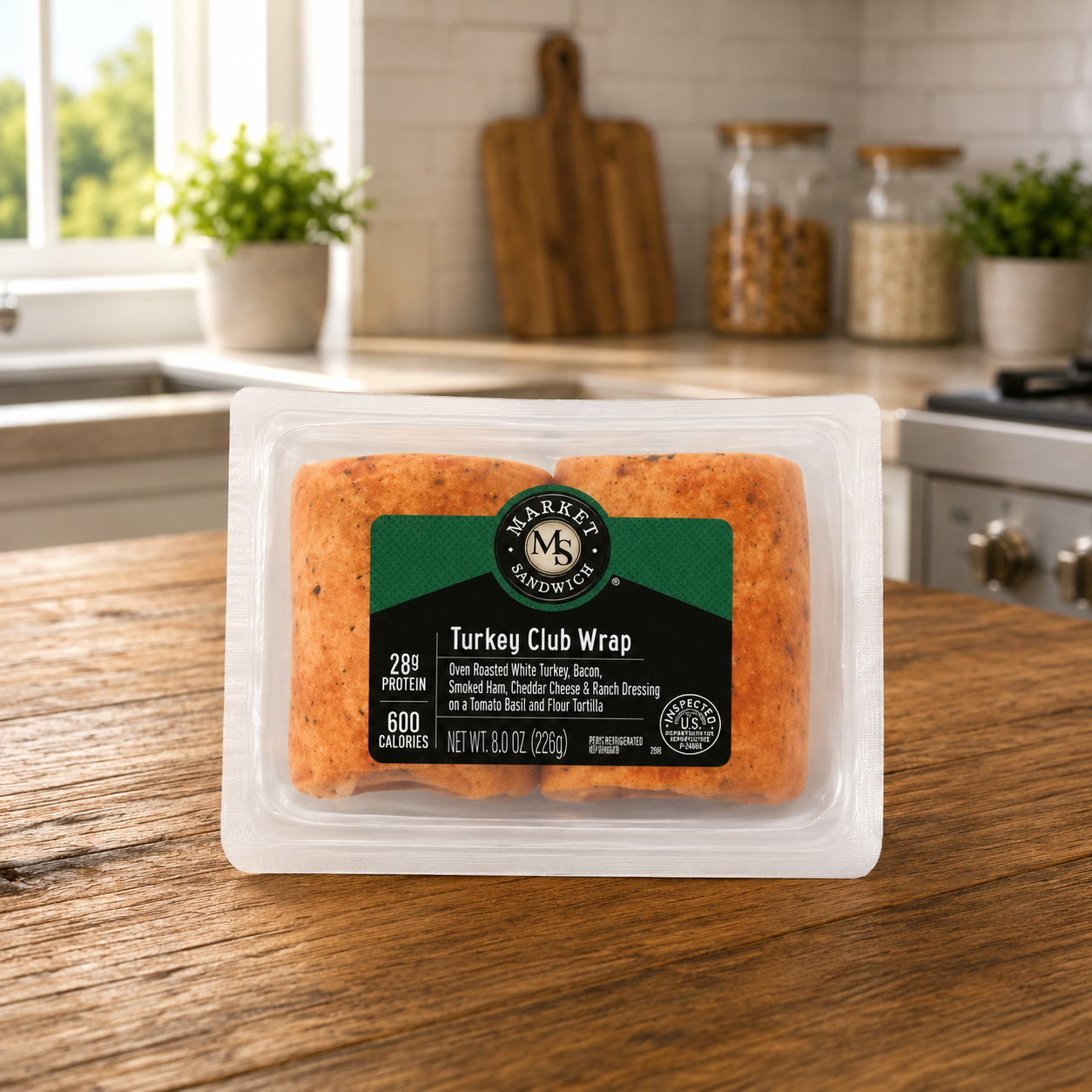 Turkey Club Wrap with Bacon, Ham, Cheddar & Ranch – 8 Count Case