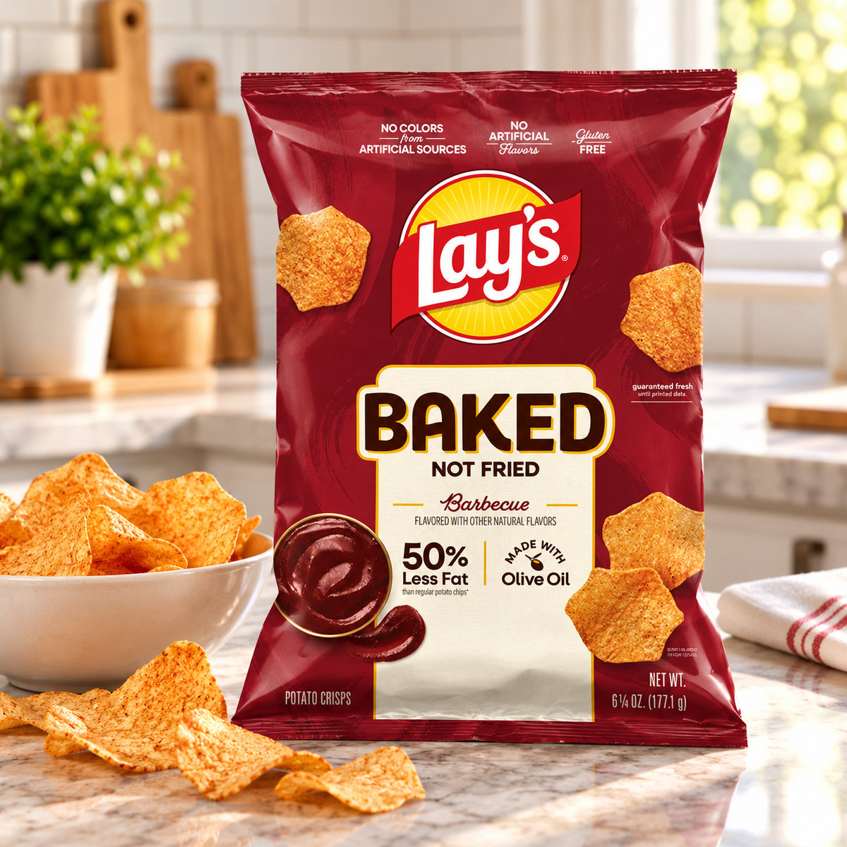 Lay's Baked Barbecue Potato Crisps – 64 × 1.125 oz Big Grab Bags (1 case)