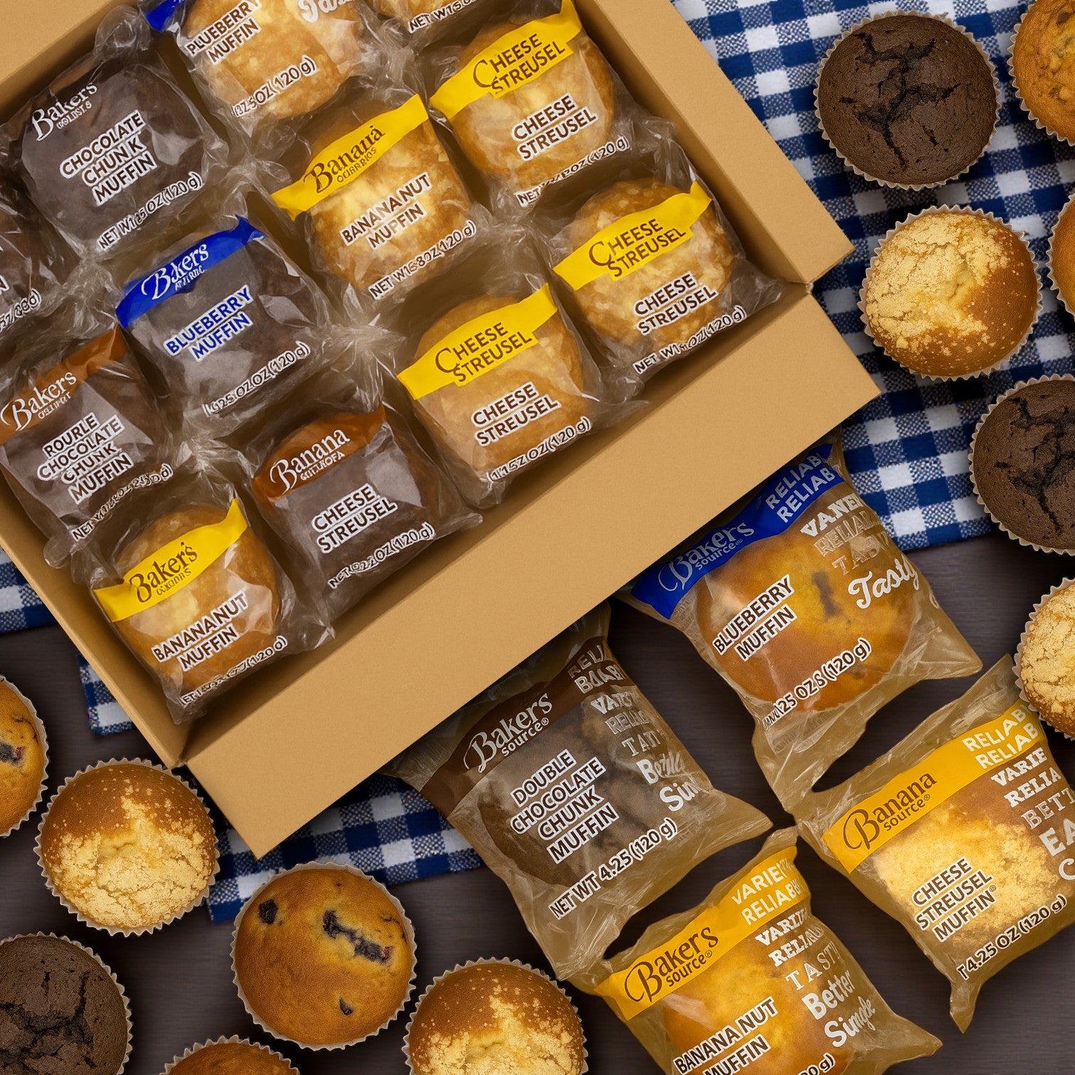 Bakers Source Muffin Assorted Individually Wrapped 4.25 oz - 24 Count