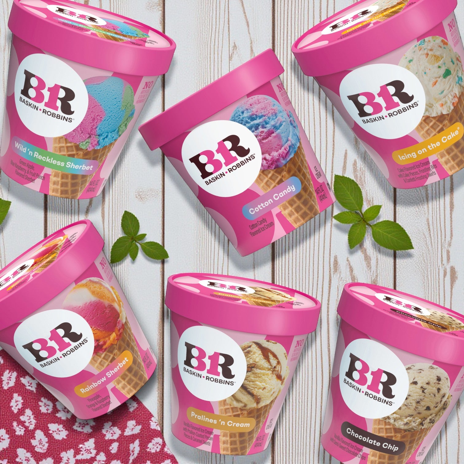 Baskin-Robbins Ice Cream & Sherbet Variety Pack – 6 Count (14 fl oz each)