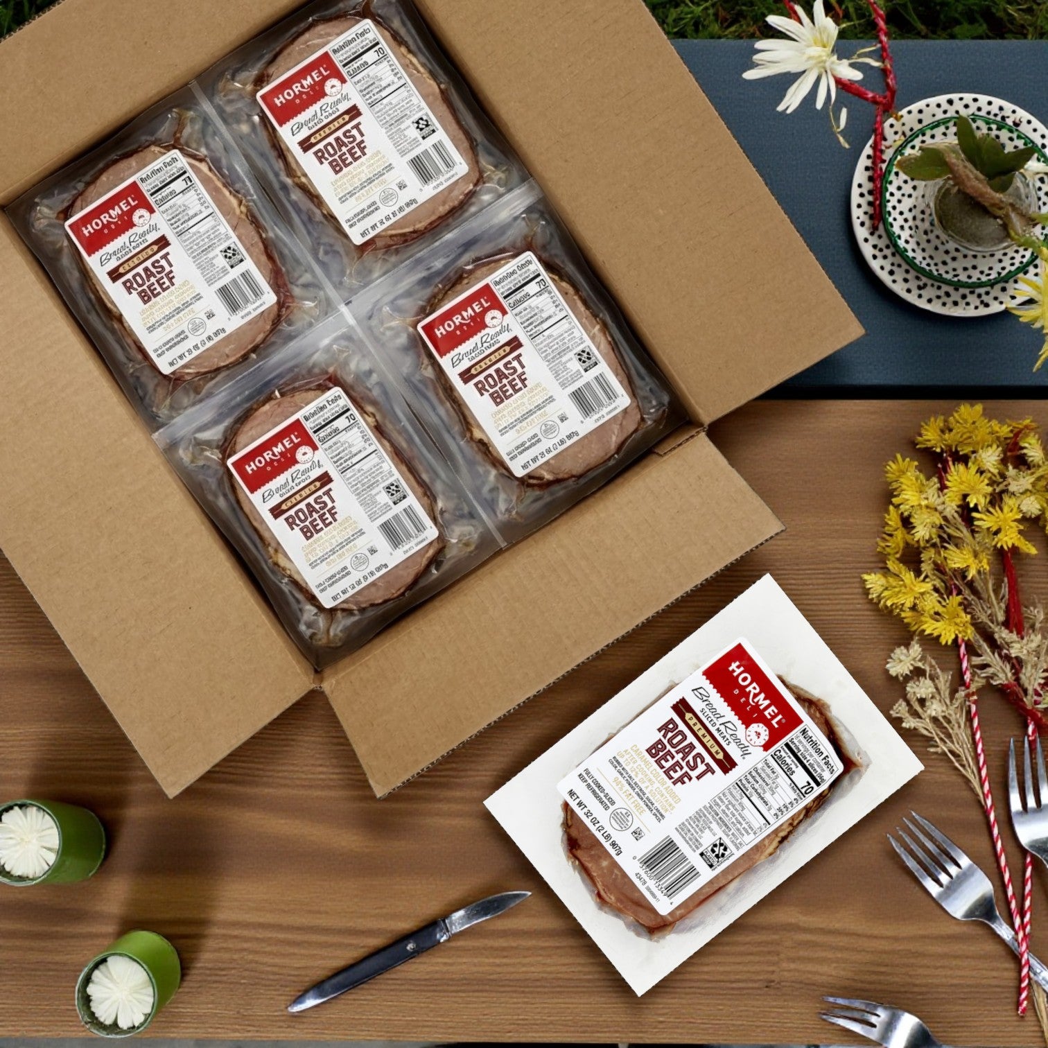 Hormel® Sliced Beef Roast – Top Round (.5 oz slices)  6 packs / 2 lb each