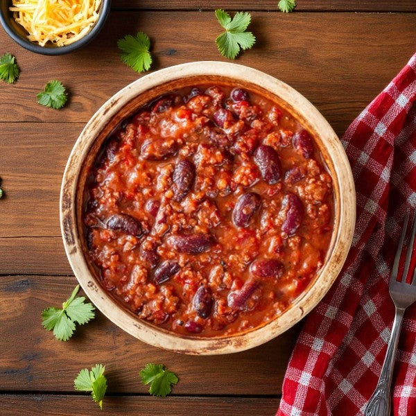 Enjoy Blount Fine Foods Frozen Beef Chili with Beans—hearty, savory chili in two 4-lb packs. Fully cooked and ready to heat and serve anytime for an easy, delicious meal.