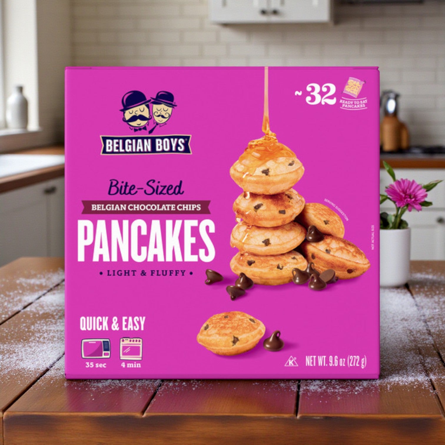 Belgian Boys Refrigerated Bite-Sized Chocolate Chip Pancakes – 9.6 oz (3 Packs)