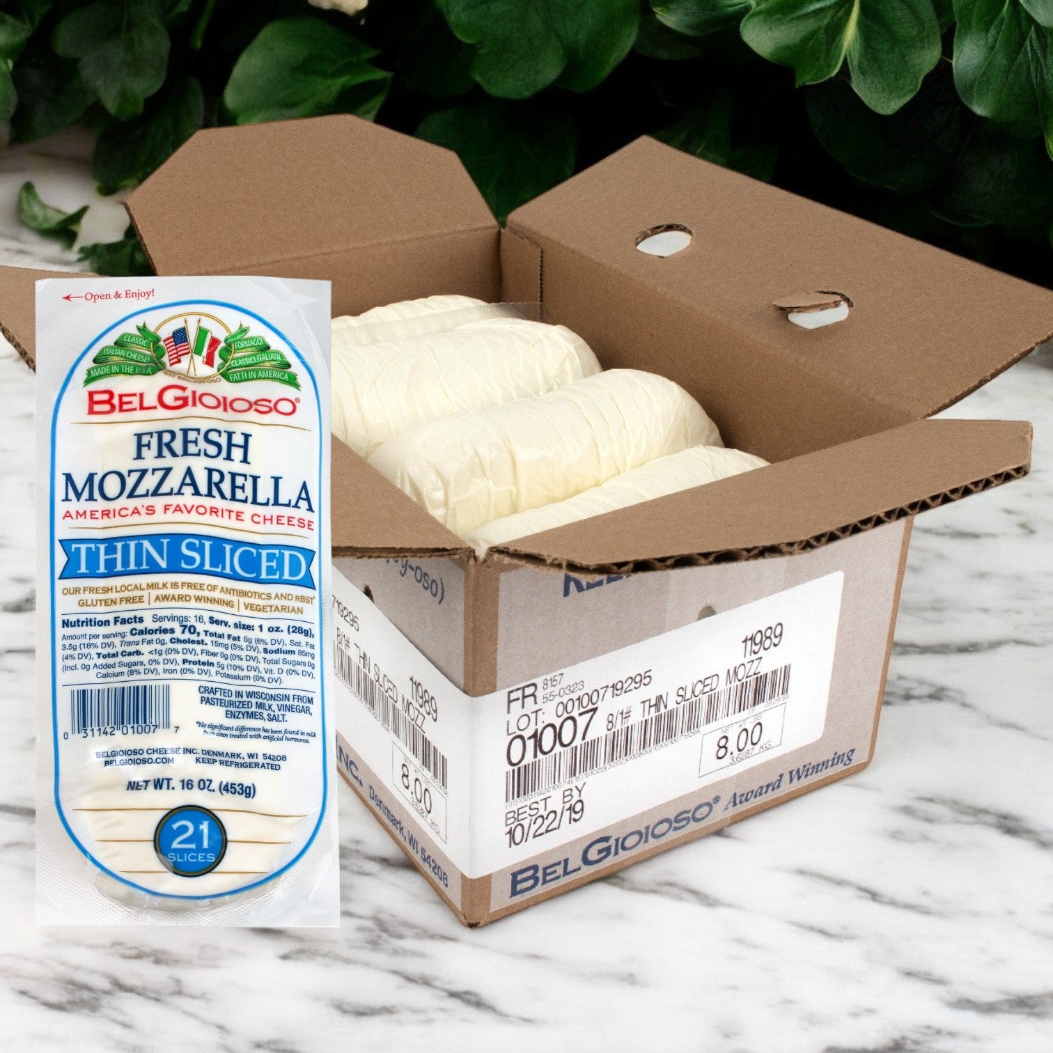 BelGioioso Fresh Mozzarella Cheese Thin Sliced – 8/1 LB