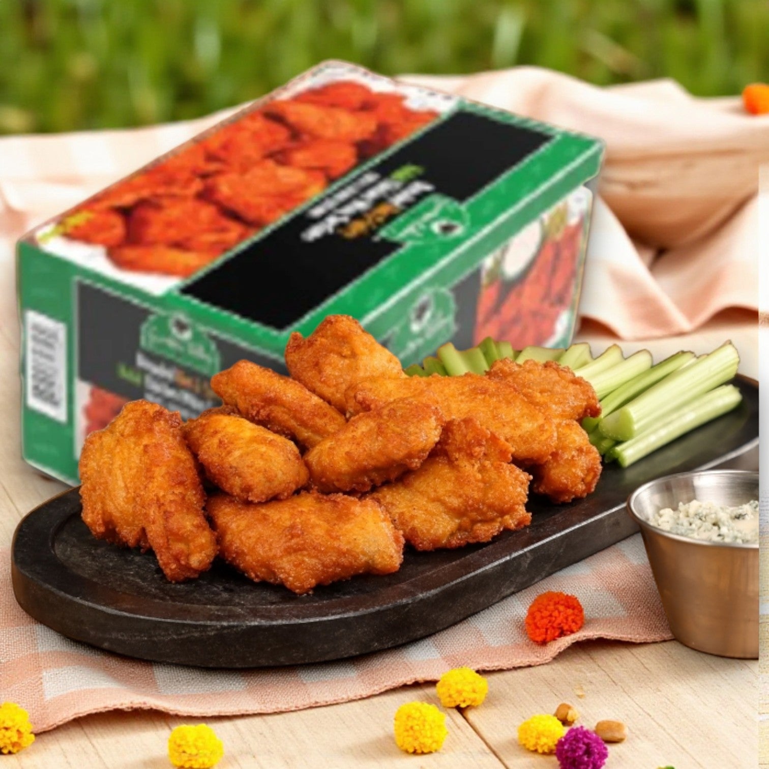 Breaded Hot & Spicy Halal Chicken Wings, Fully Cooked – 10 lbs