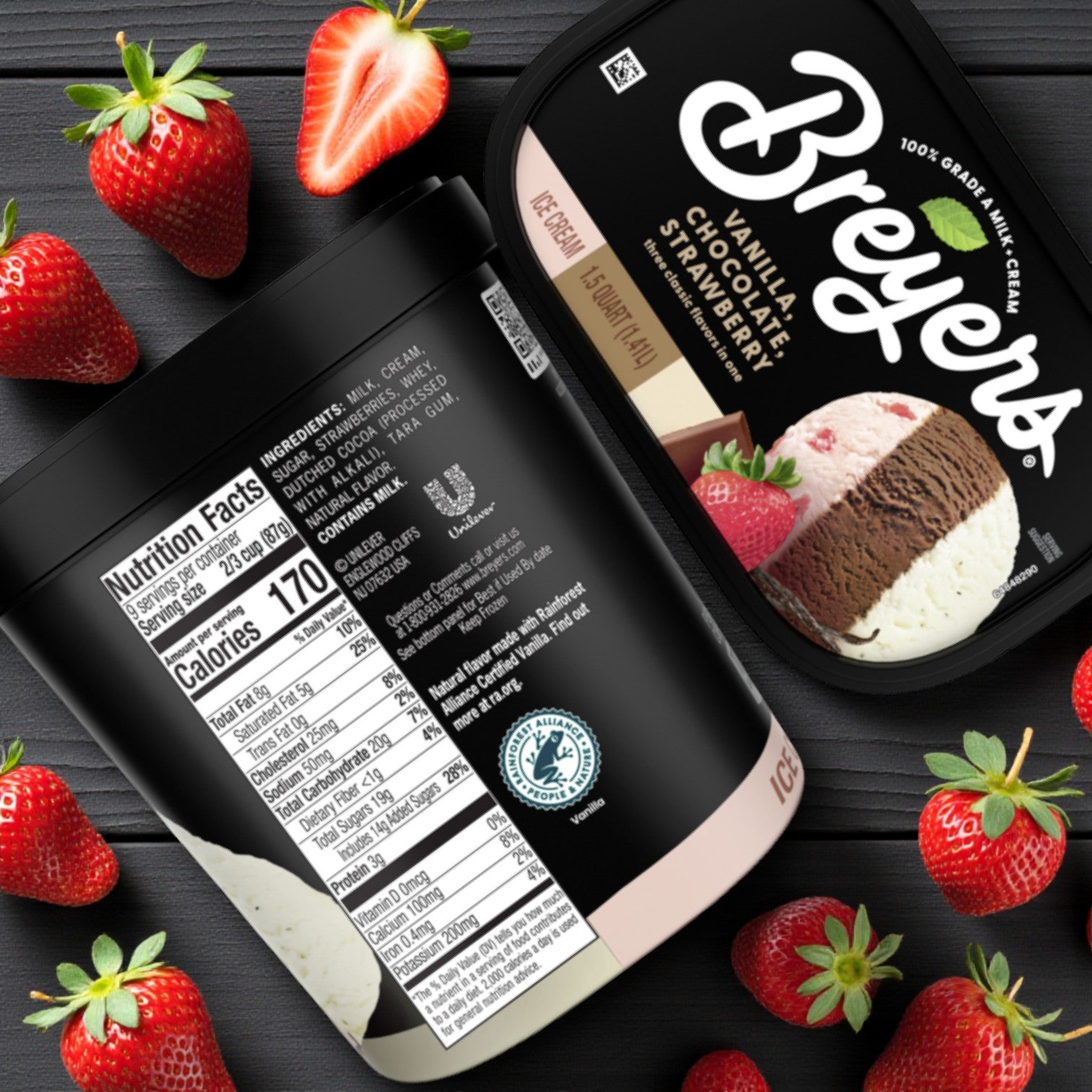 Breyers Vanilla, Chocolate & Strawberry Ice Cream – 1.5 qt