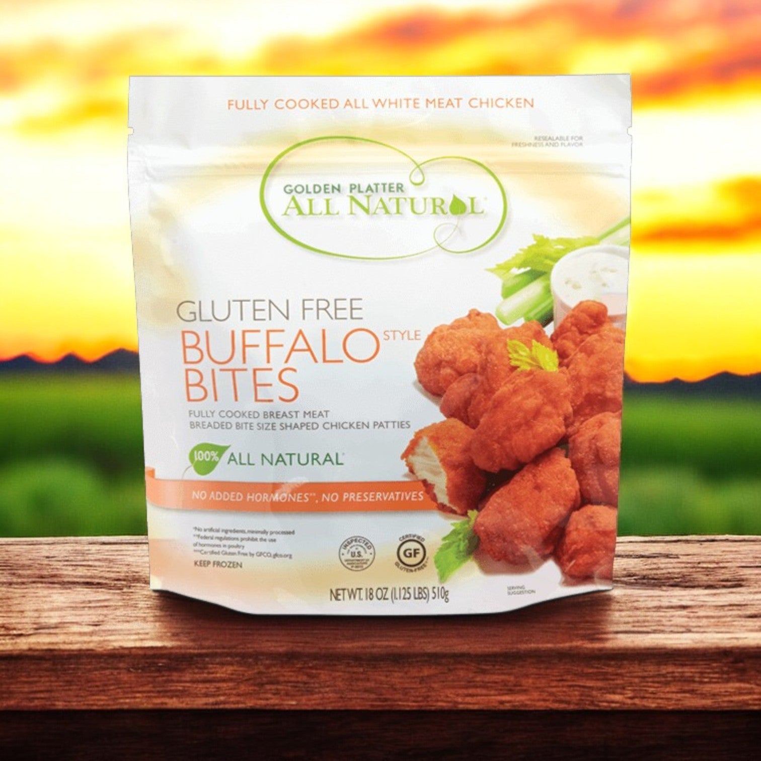 Golden Platter All Natural Gluten Free Buffalo Style Bites-24 Count- 3 Packs