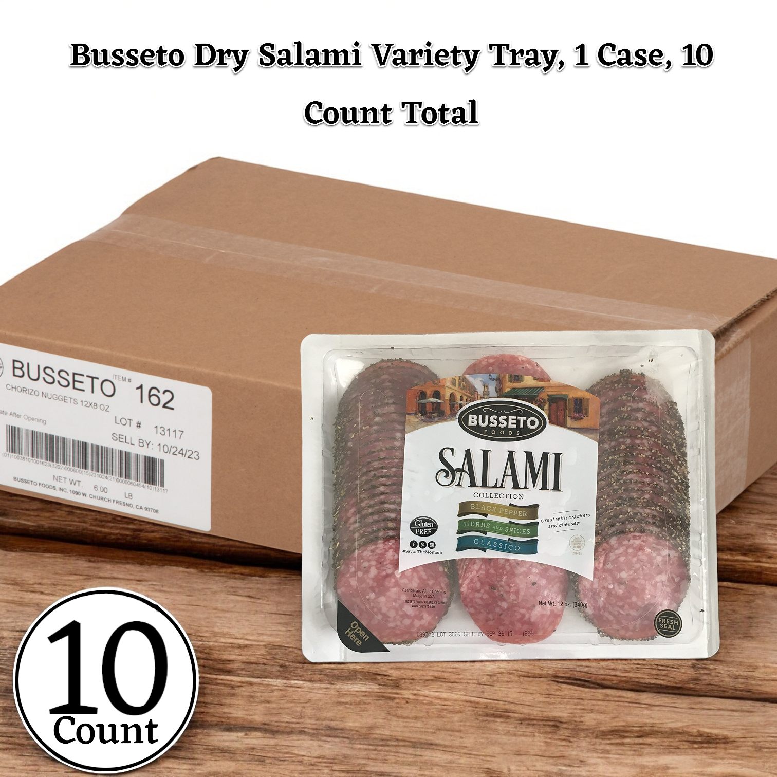 Busseto Dry Salami Variety Tray, 12 oz. - 1 Case, 10 Count