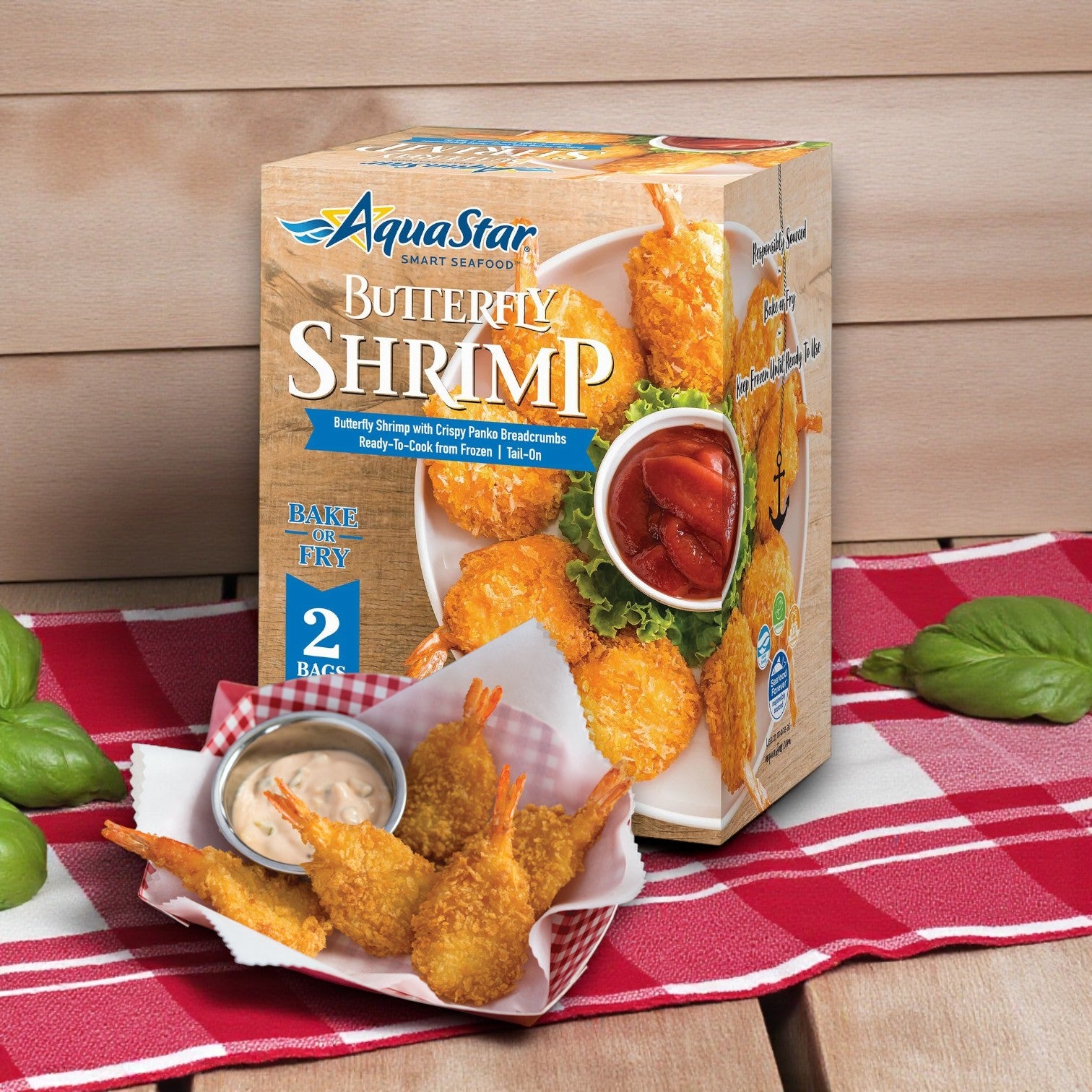 AquaStar Farm Raised Butterfly Shrimp, Frozen, 48–60 ct.