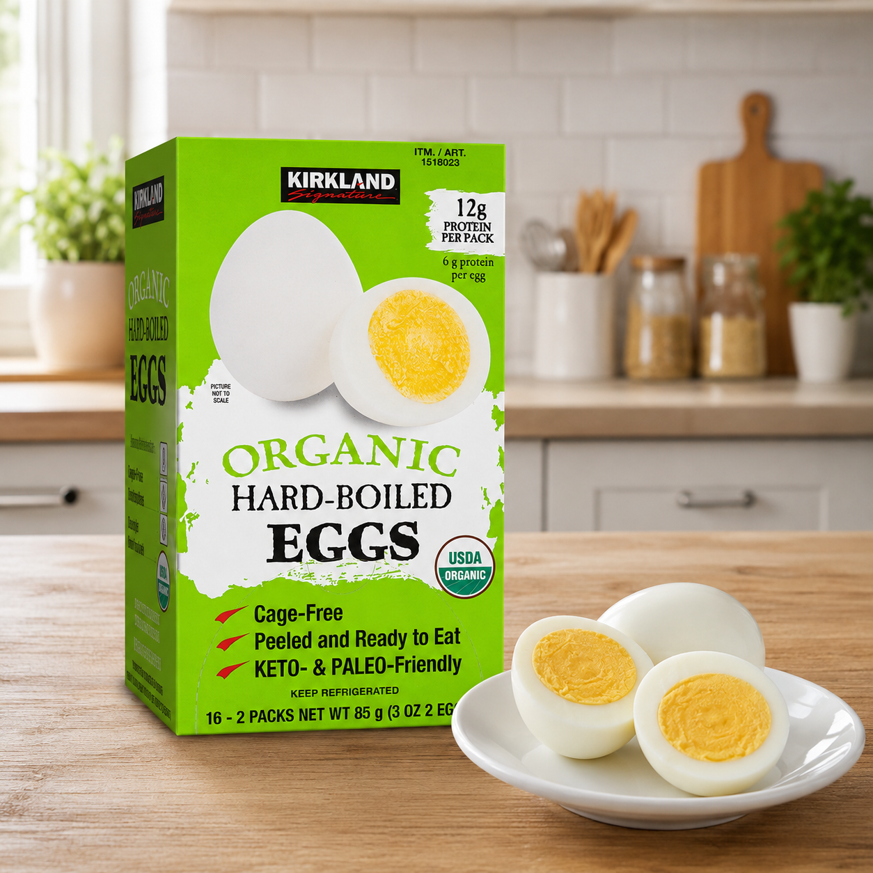 Kirkland Signature Organic Hard-Boiled Eggs – Cage Free, Peeled, 16-Count, 2-Pack