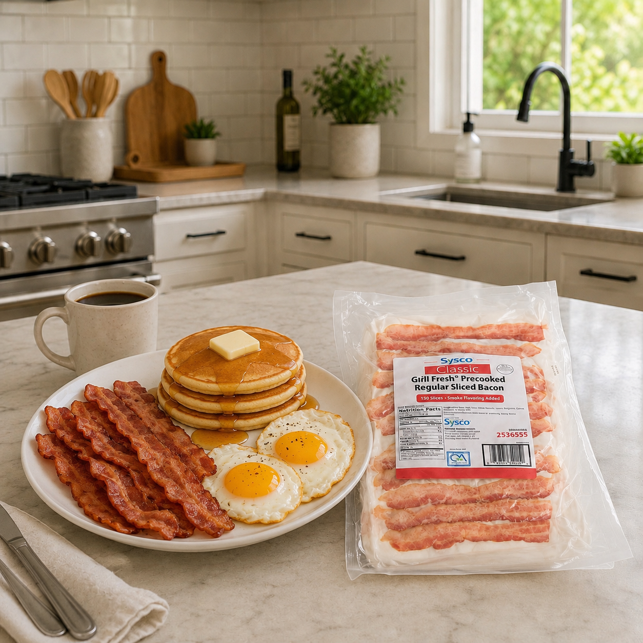 Bacon Precooked Thick Slice – Sysco Classic Grill Fresh Precooked Thick Sliced Bacon, 300 Slices per Case