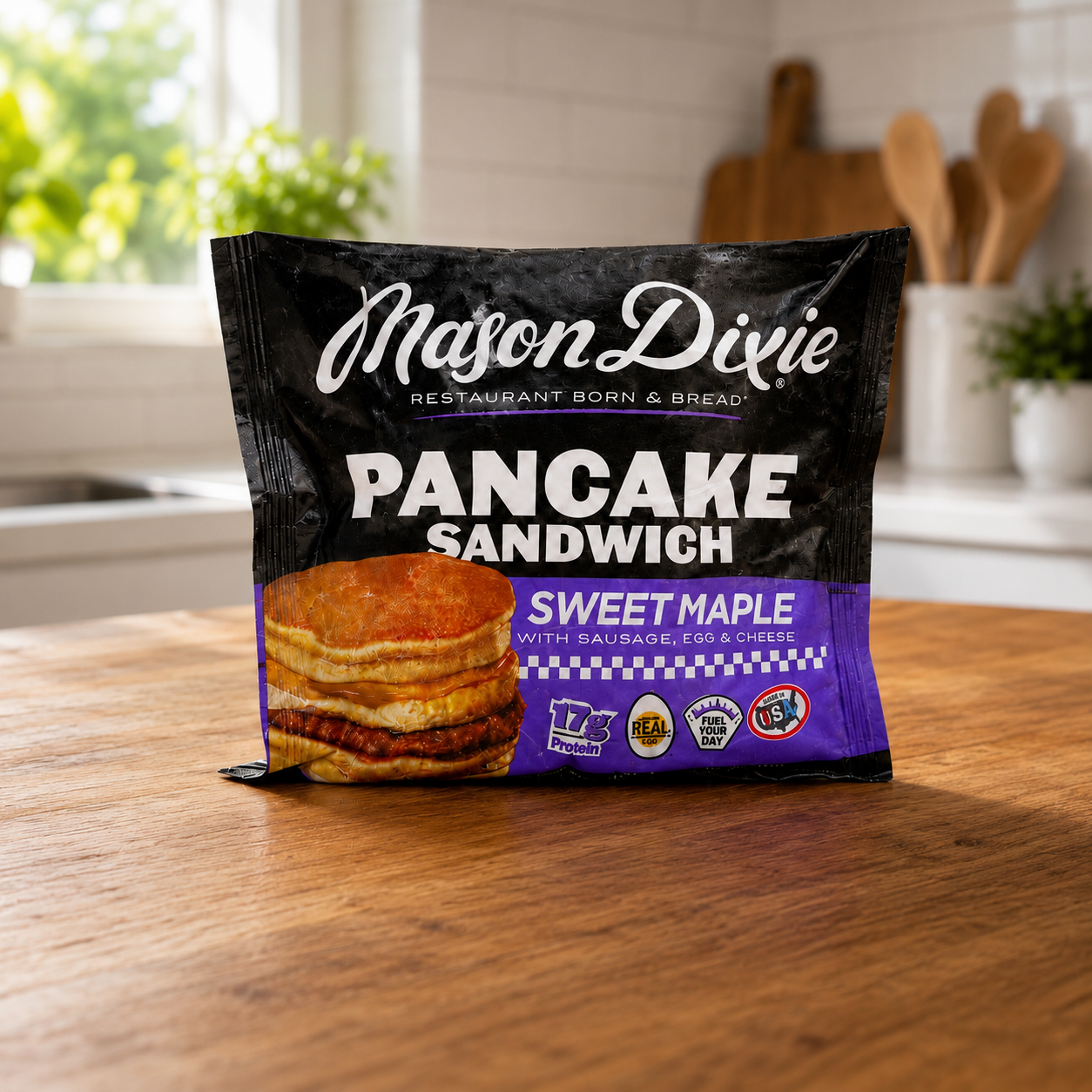 Mason Dixie Sweet Maple Pancake Sandwich with Sausage, Egg & Cheese – 3 Count per Case