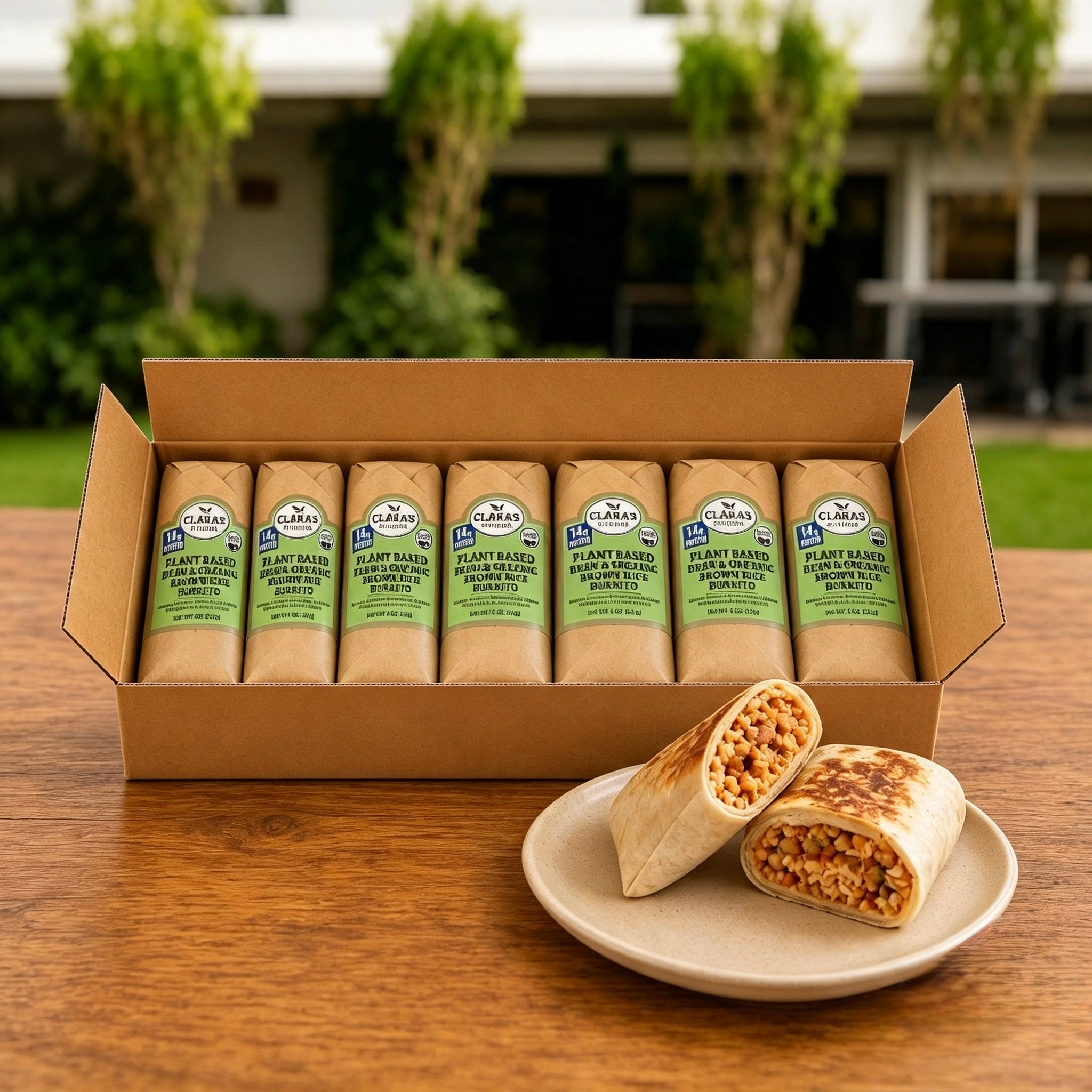 Clara's Kitchen Individually Packaged Vegan Bean & Organic Brown Rice Burrito , 8 oz. -12 A Case