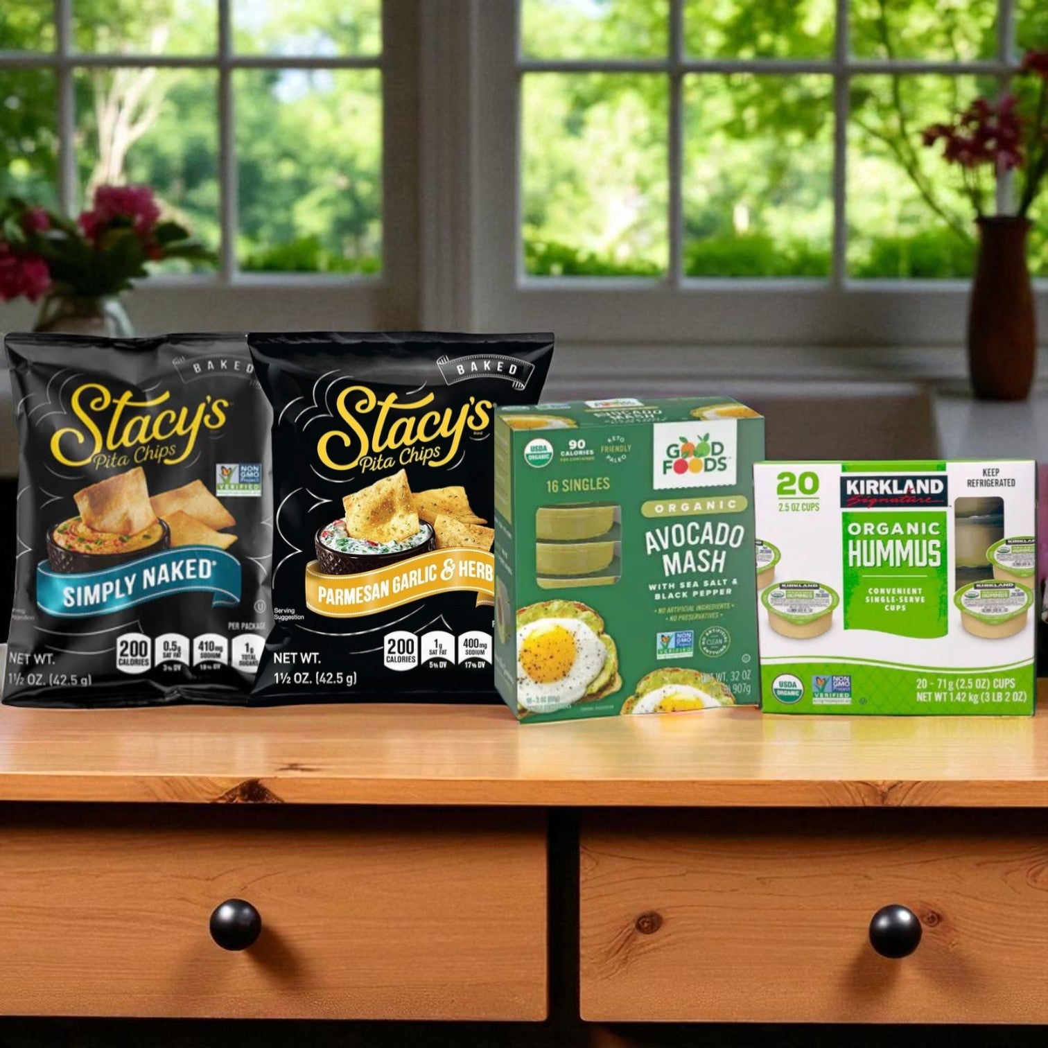 Snack Box — 48 Bags of Stacy's Pita Chips (24 Parmesan Garlic and Herb) and 16  Organic Avocado Mash, 20 Classic Hummus