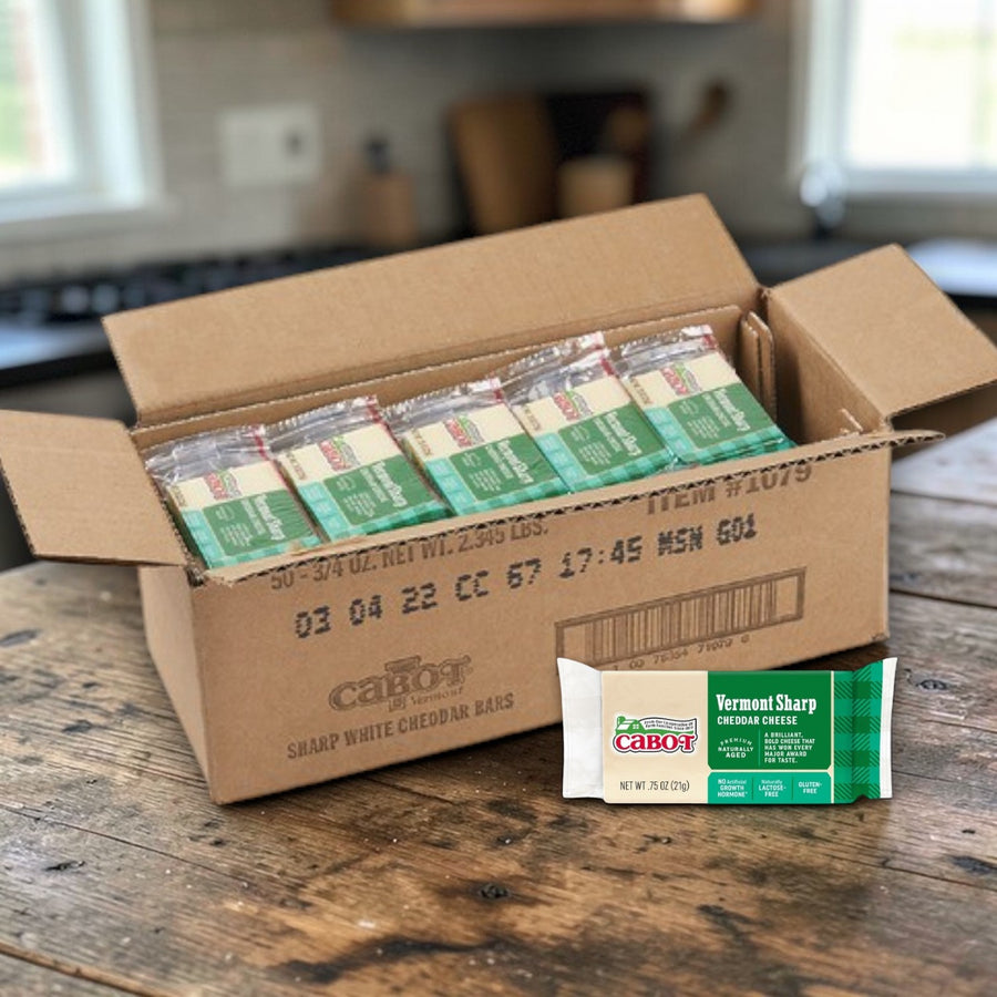 Cabot Farms Sharp White Cheddar Cheese – 50 Count Individually Wrapped (.75 oz Each)