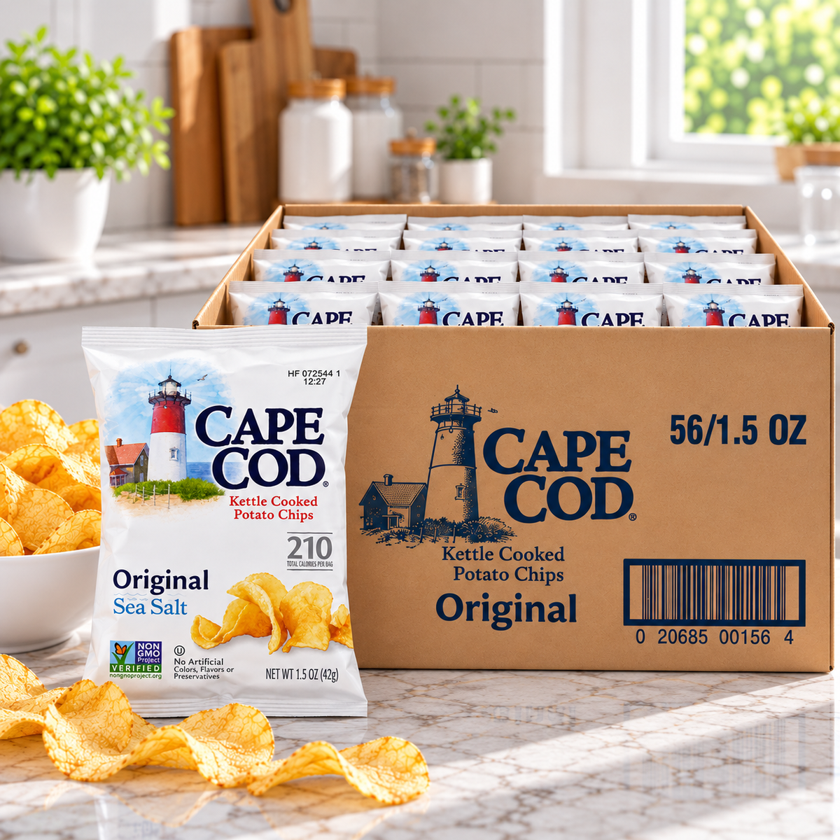 Cape Cod Original Kettle Cooked Potato Chips – 56 × 1.5 oz Bags ( 1 case )