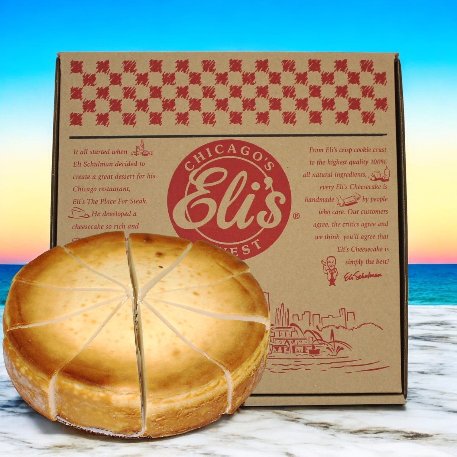 Elis Cheesecake, Plain Cheesecake, 10" Round Cake, 14 Slices, 2 Cakes in a Case