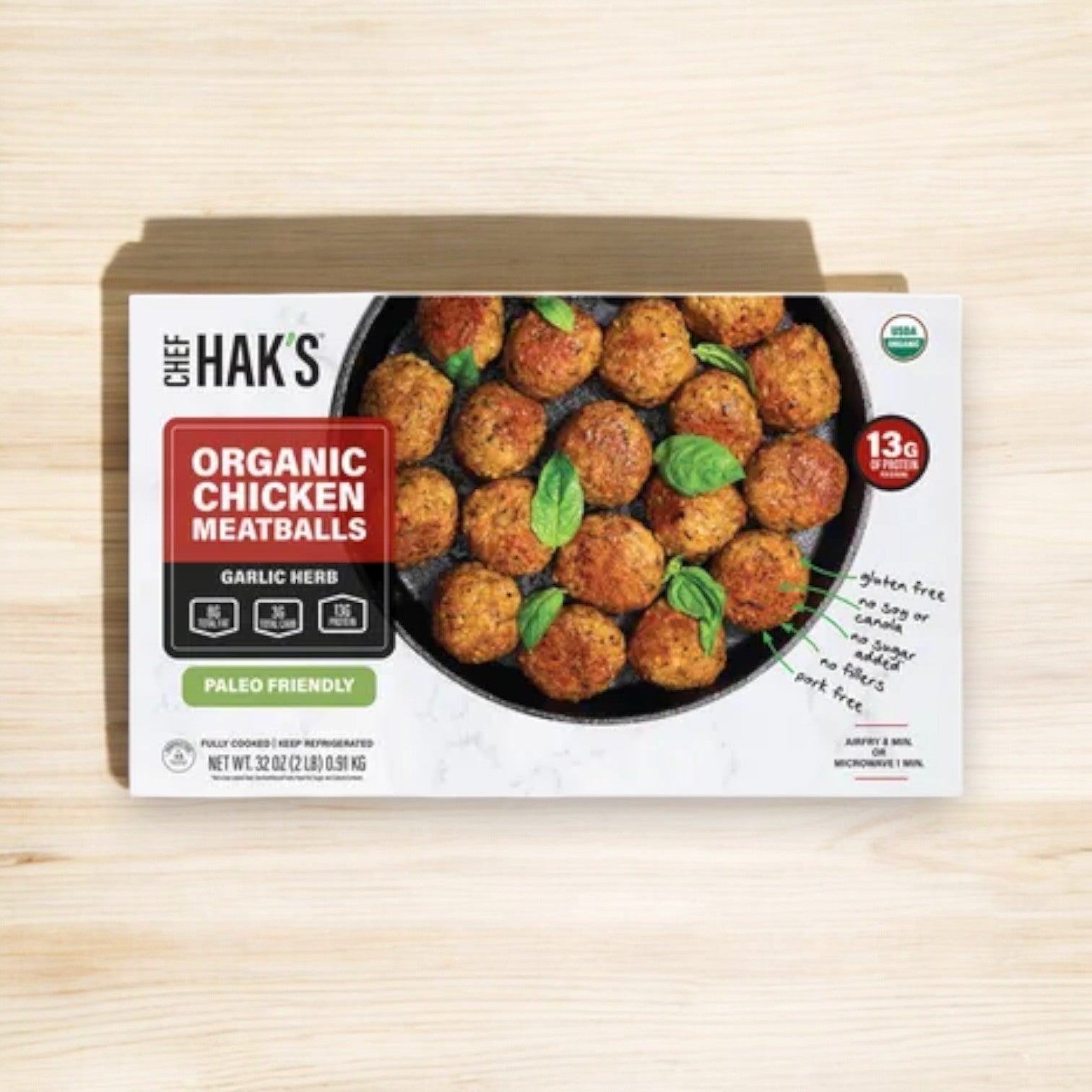 Chef Hak's Organic Chicken Meatballs -1 Box