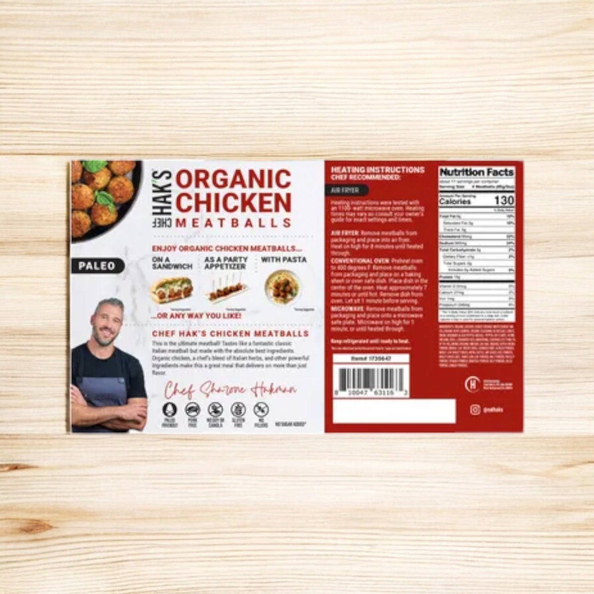 Chef Hak's Organic Chicken Meatballs 1 Box