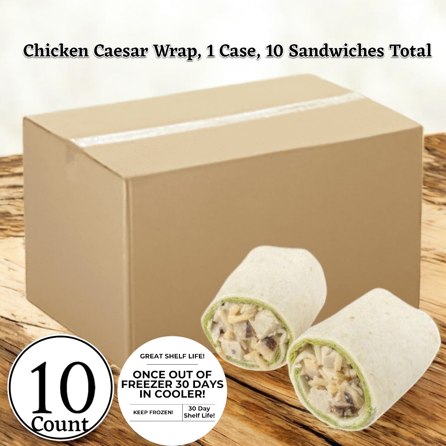 Chicken Caesar Wrap, 1 Case, 10 Wraps