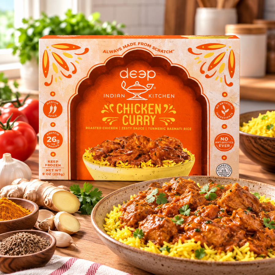 Deep Indian Kitchen Chicken Curry with Turmeric Basmati Rice – 9 oz