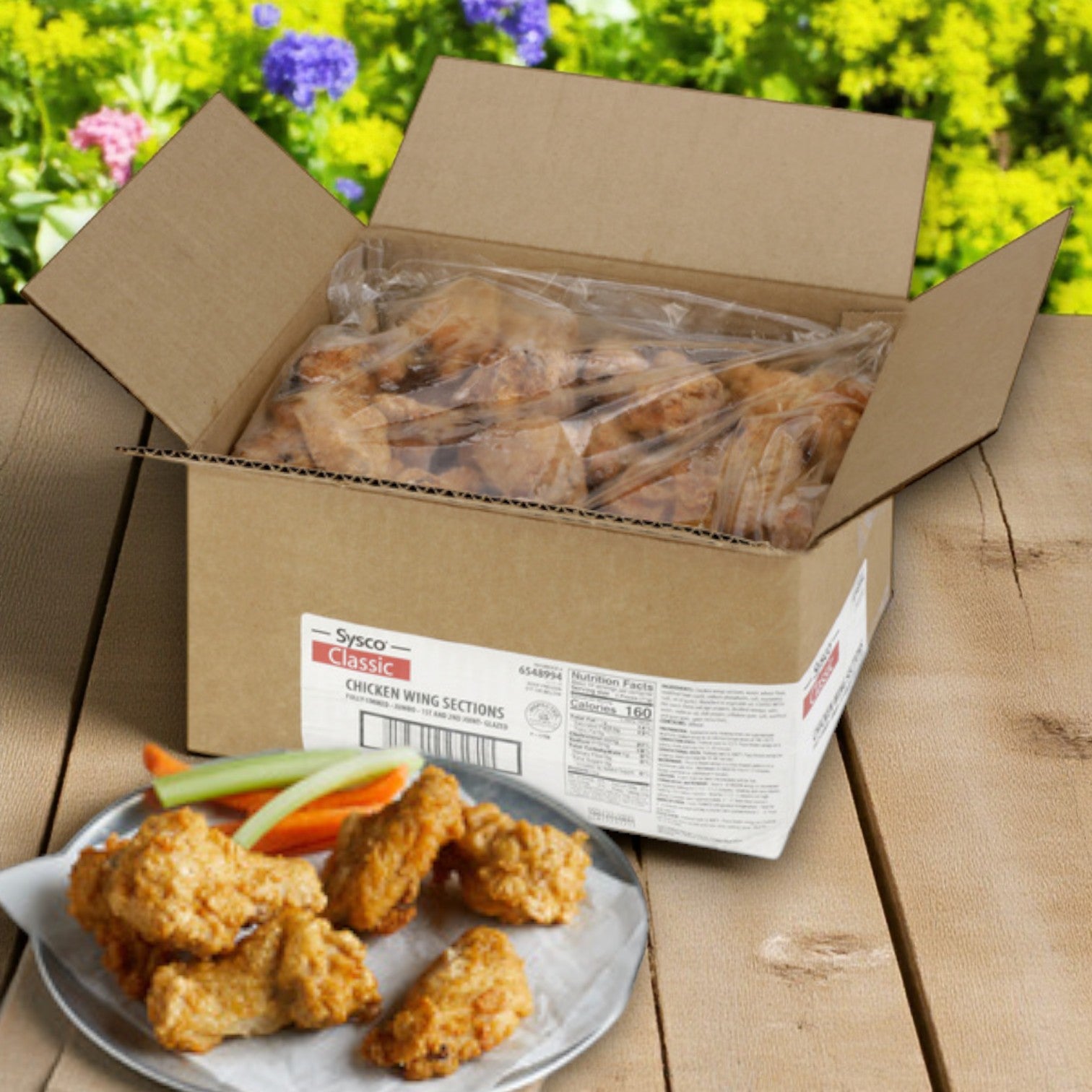 Chicken Wing Fire Pre Cooked 1st & 2nd Joints Large, Sysco Classic- 1 Case, 2 Bags, 10 Pounds Total