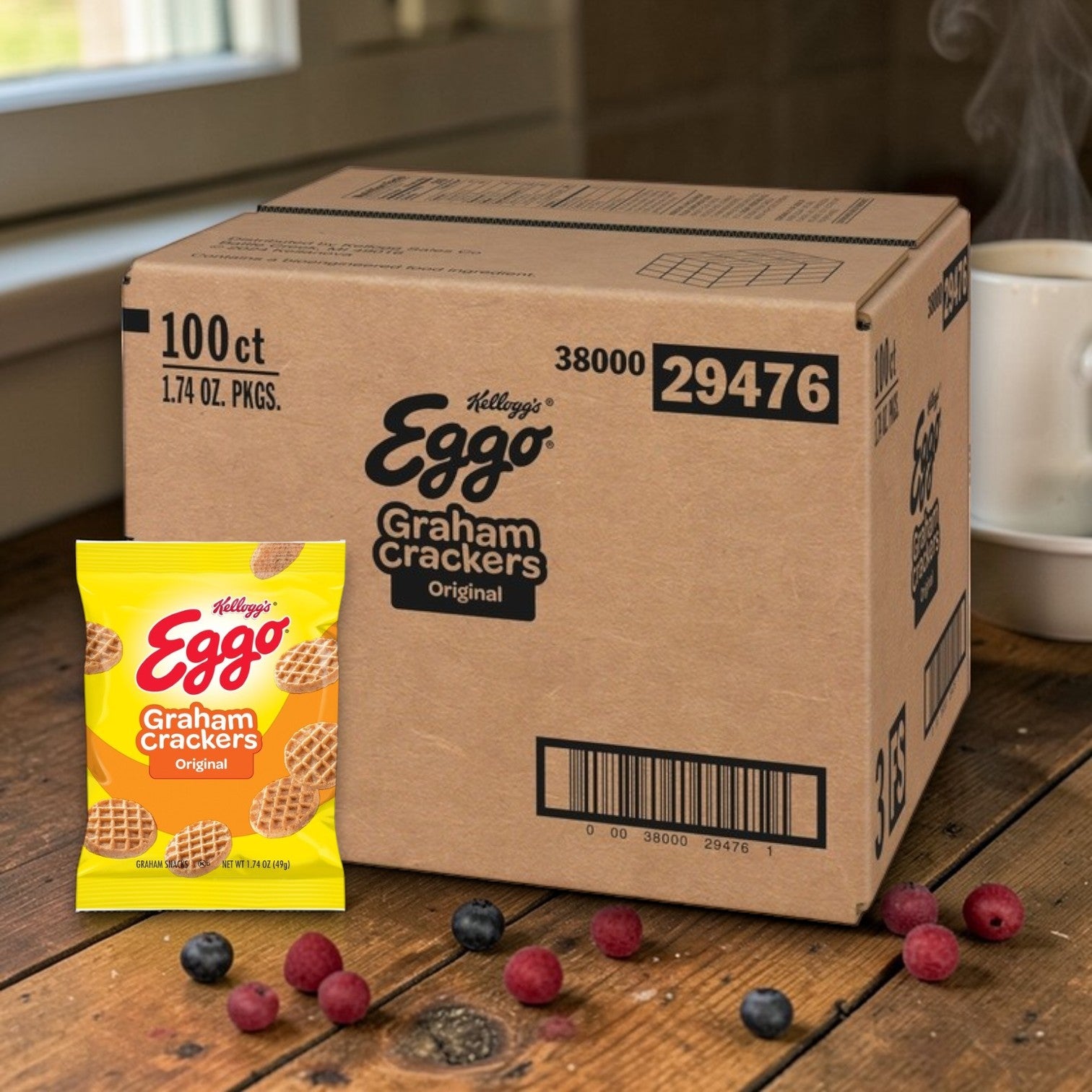 Kellogg's Cracker Graham Eggo Waffle – 100 Pack (1.74 oz Each)