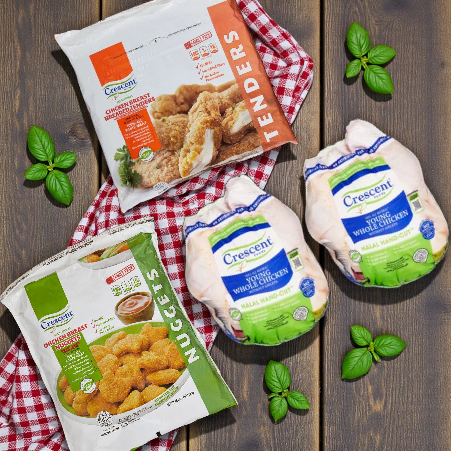 Crescent Foods Halal Chicken Variety Combo – Nuggets, Whole Chicken & Breaded Tenders