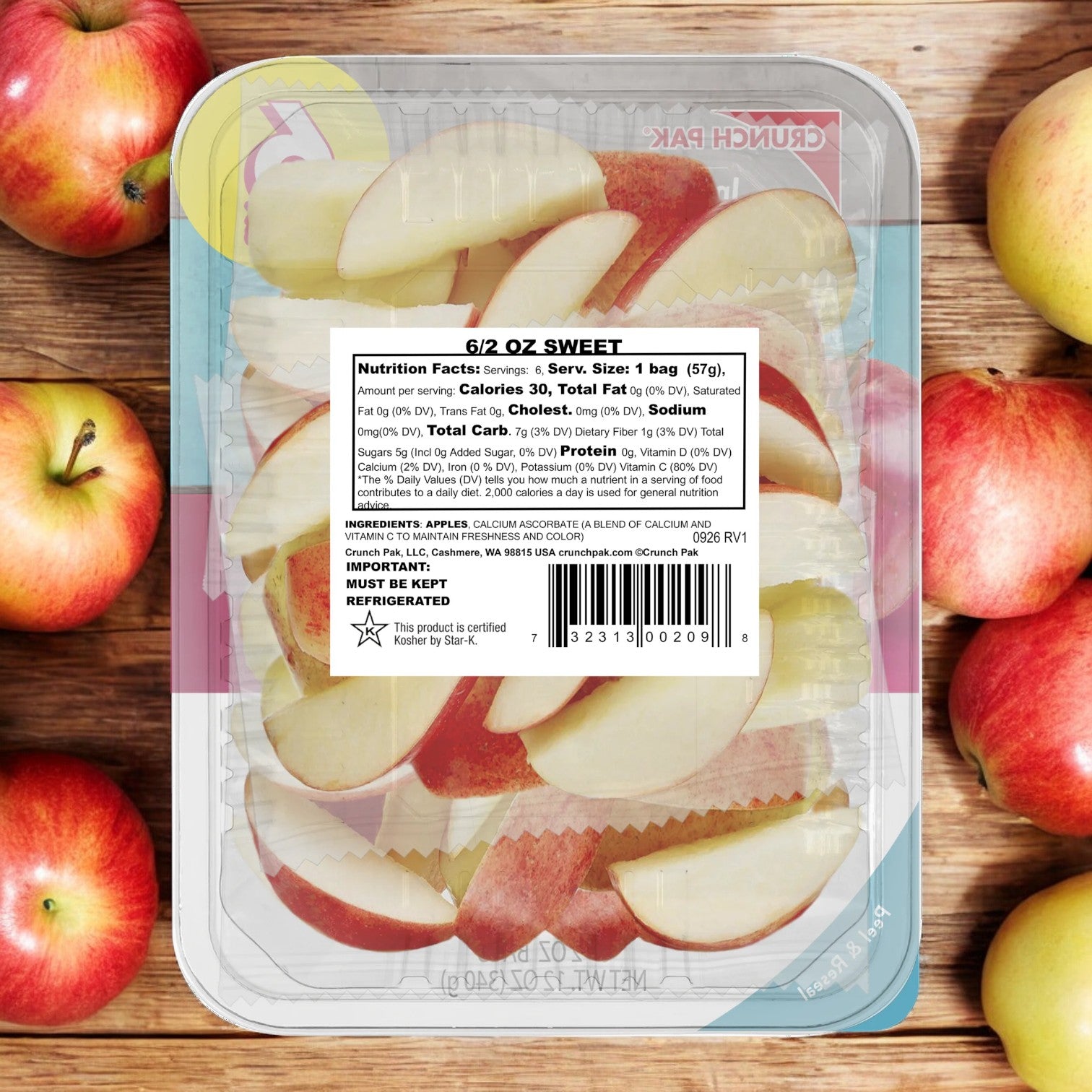 Crunch Pak Grab N Go! Apple Slices Multi-Pack Individually Packaged Bags in a tray, 12 oz - 6 Pack