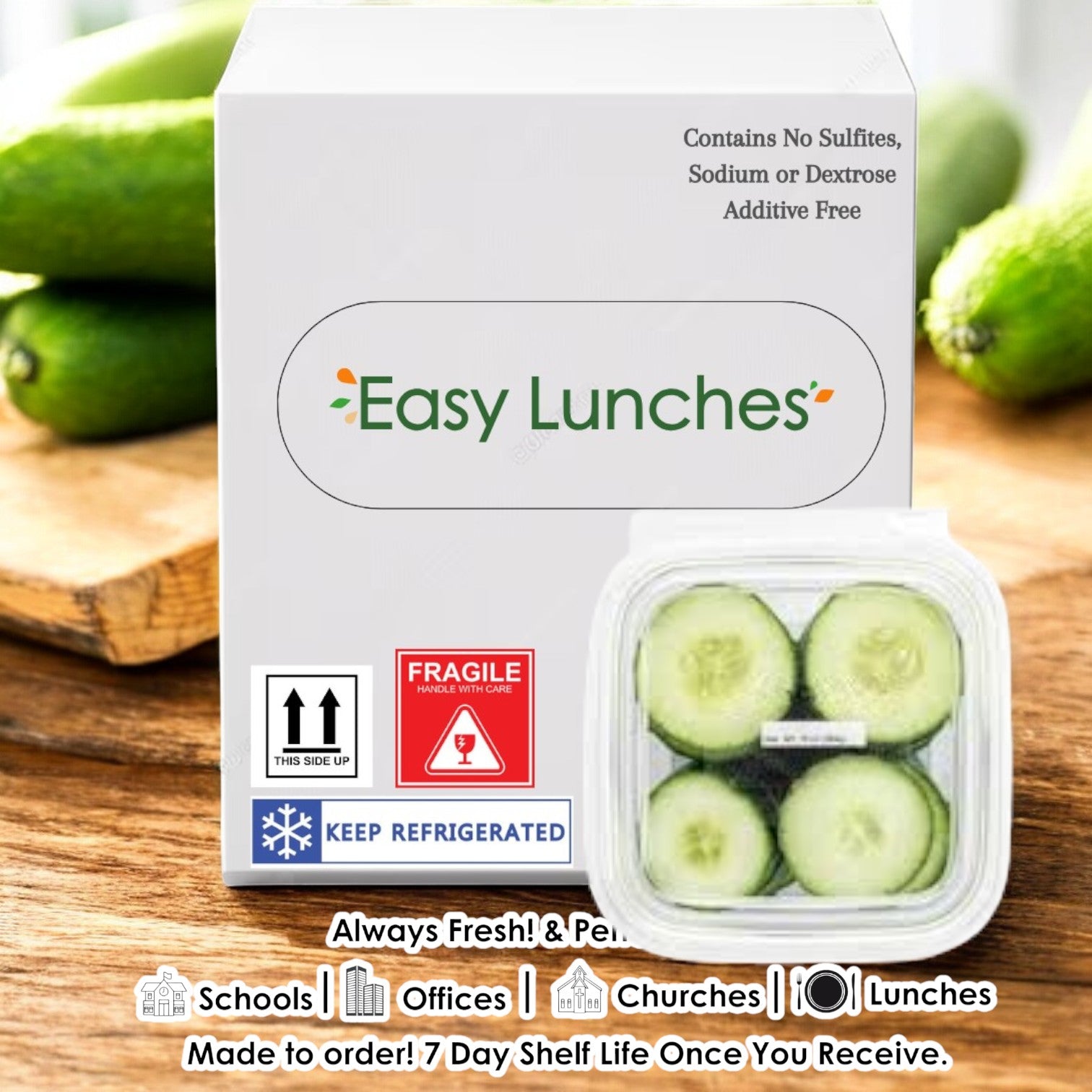 Sliced Cucumber, 2.5 oz. - 100 Count - Made to Order! 7 Days Shelf Life When You Receive!