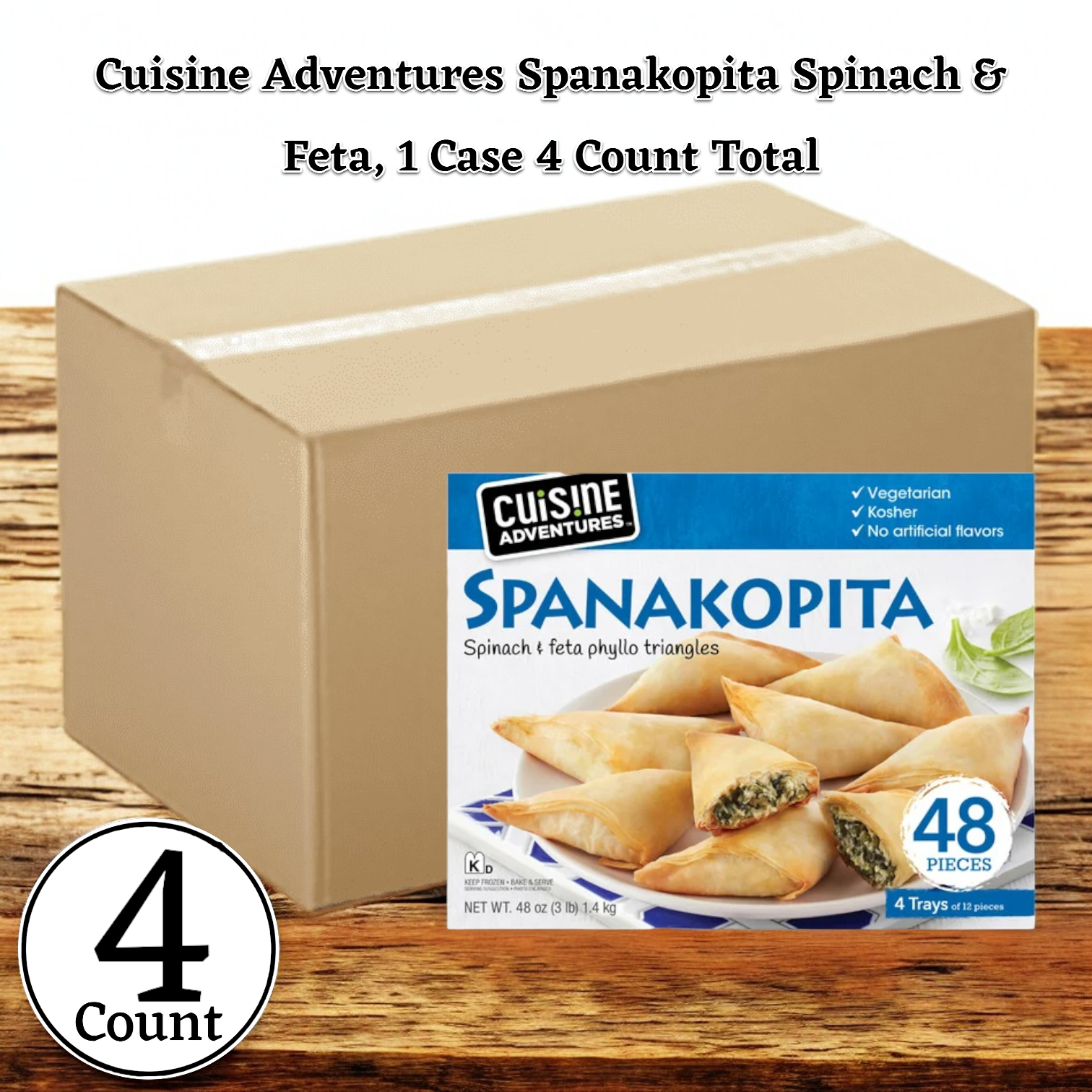 Cuisine Adventures Spanakopita Spinach & Feta Phyllo Triangles, 48 oz. - 1 Case, 4 Packs