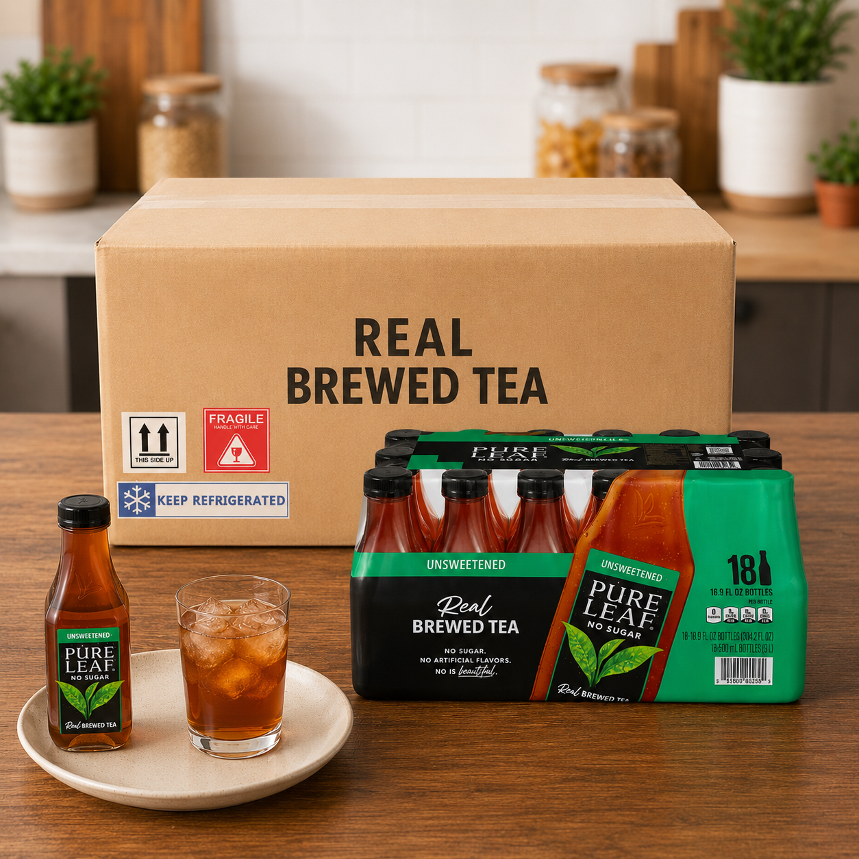 Pure Leaf Real Brewed Black Tea, Unsweetened, 16.9 FL OZ. - 18 Count- 1 Case