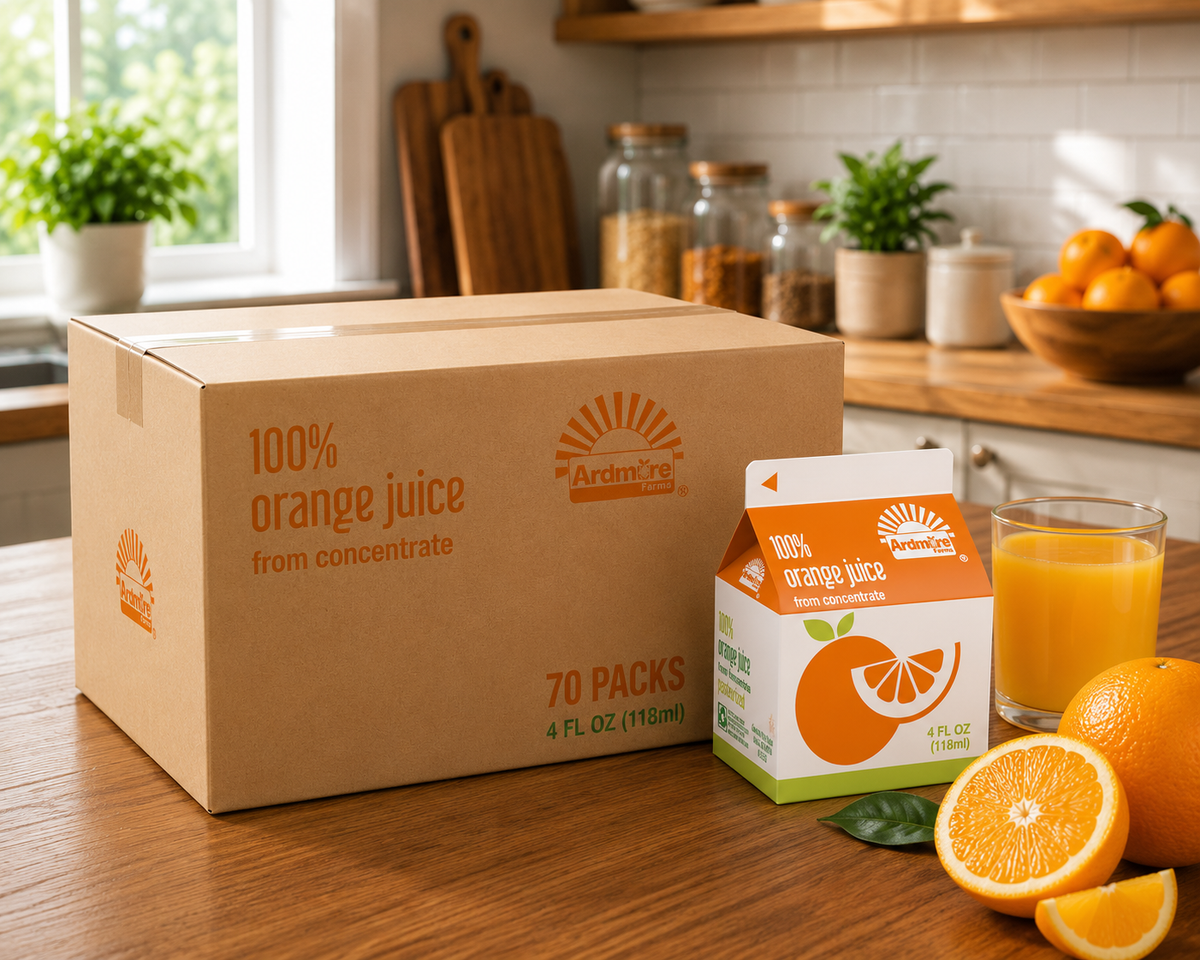 Ardmore Farms 100% Orange Juice – 4 fl oz per  Carton, 70 Cartons per Case
