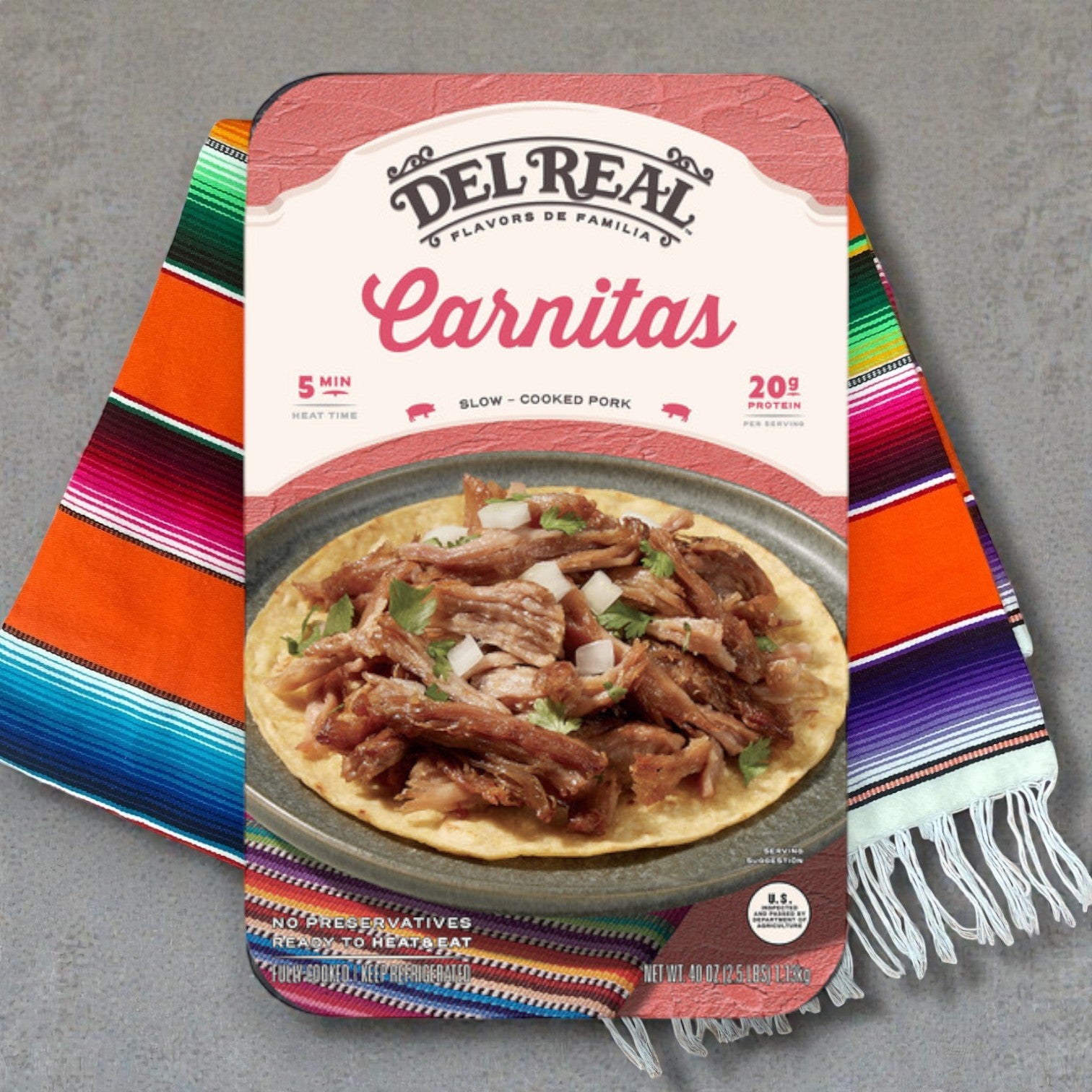 Del Real Foods Pork Carnitas – 40 oz (2 Count)