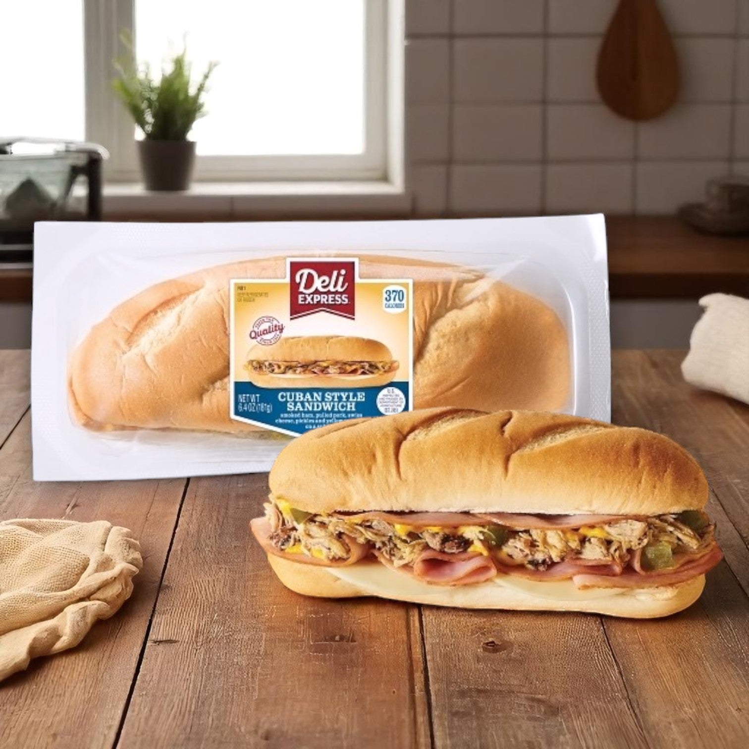 Deli Express Cuban Style Sandwich – 6.4 oz (Individually Wrapped), 8 Count Case