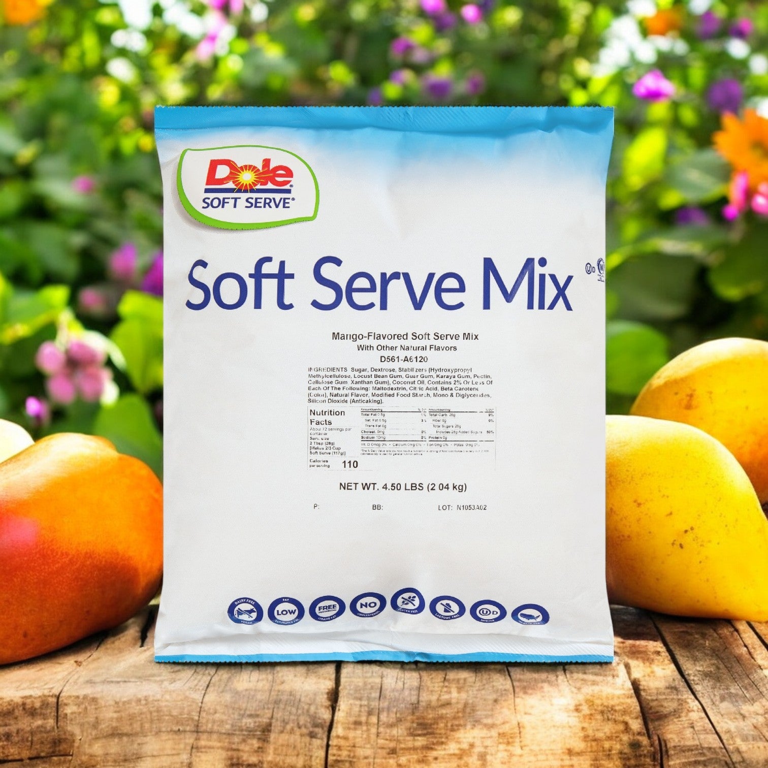 Dole, Soft Serve Mix Mango, 4 Bags of 4.5 lbs.