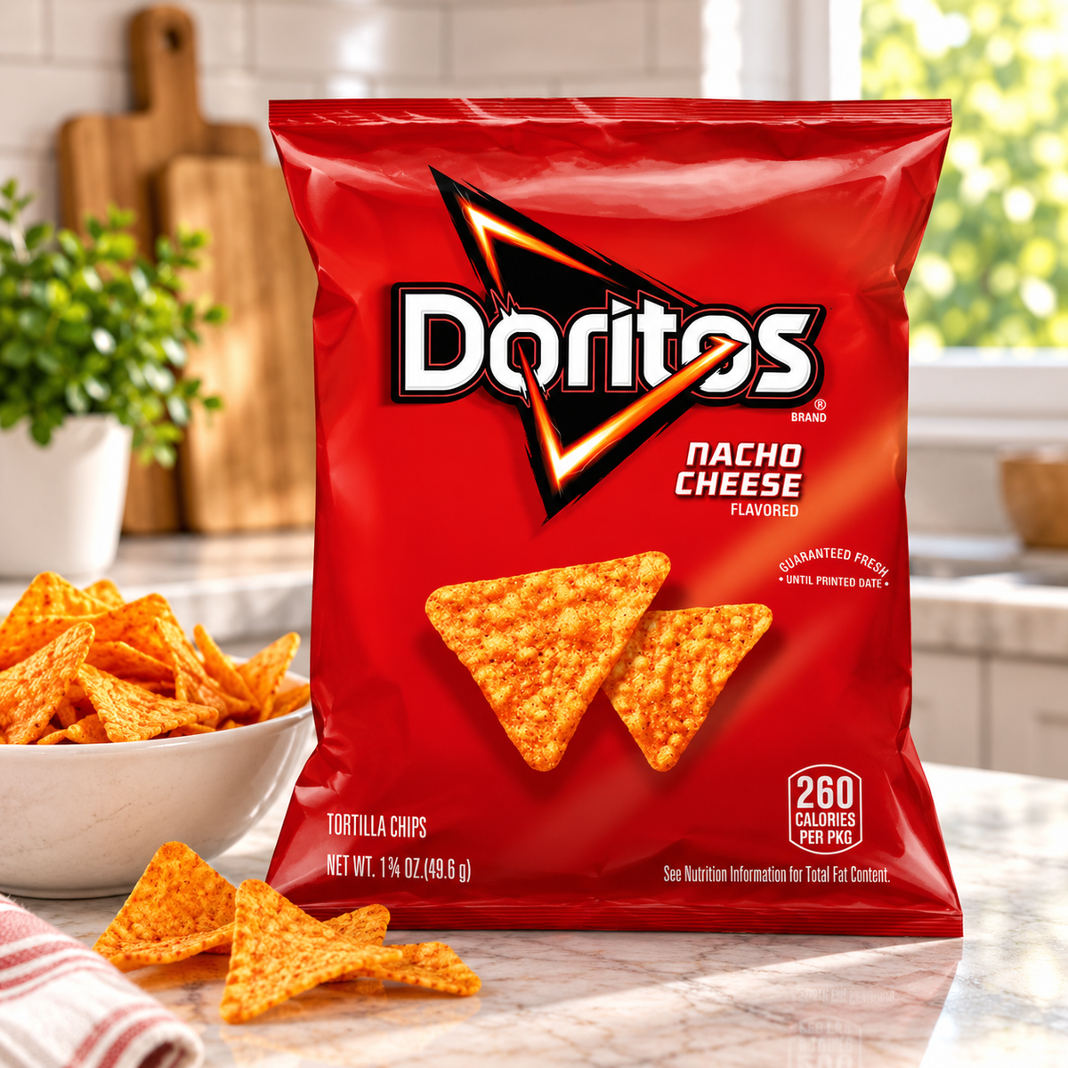 Doritos Nacho Cheese Tortilla Chips – 64 × 1.75 oz Large Single-Serve Bags (1 CASE)