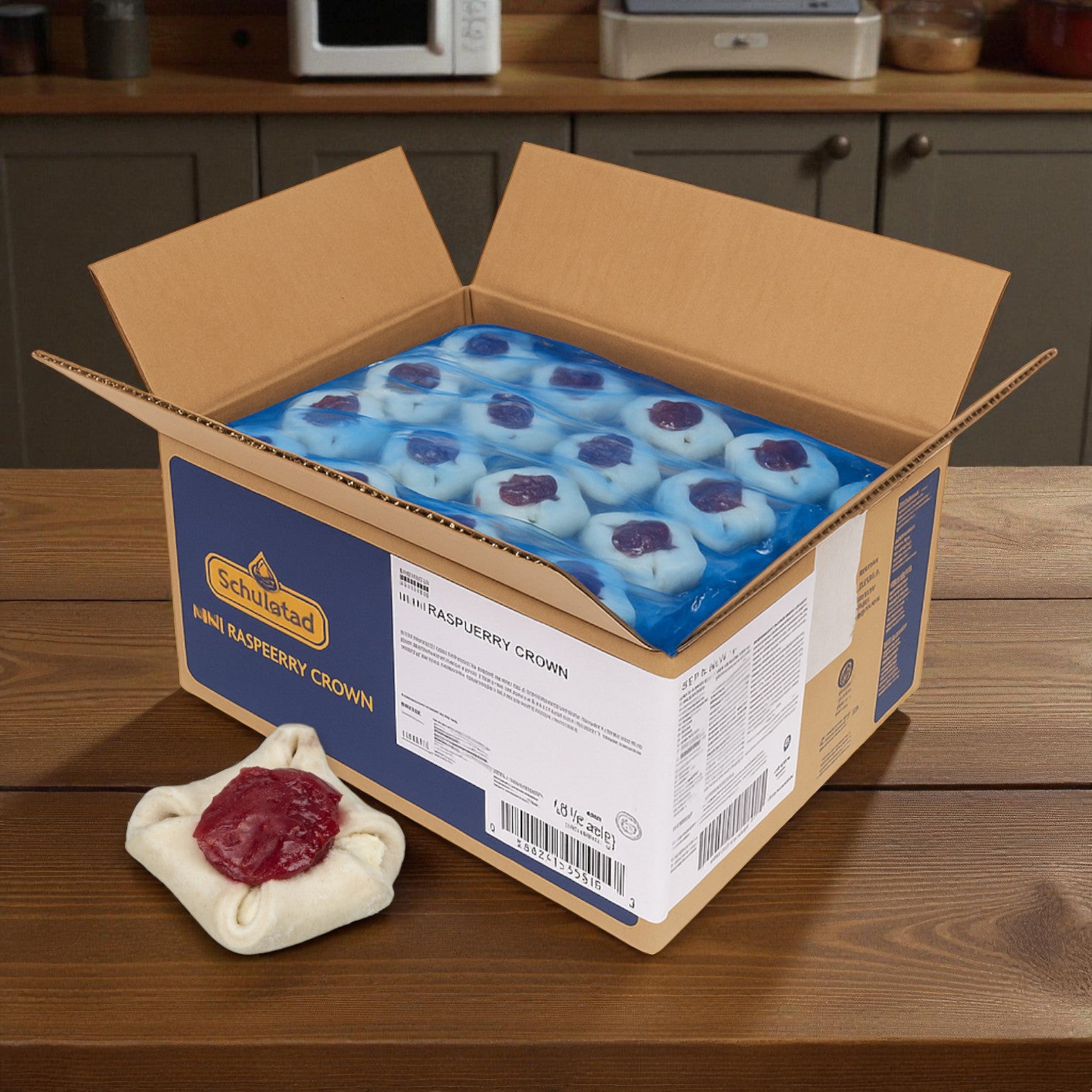 Schulstad USA Mini Raspberry Crown Danish Dough – 120 Count (1.5 oz each)