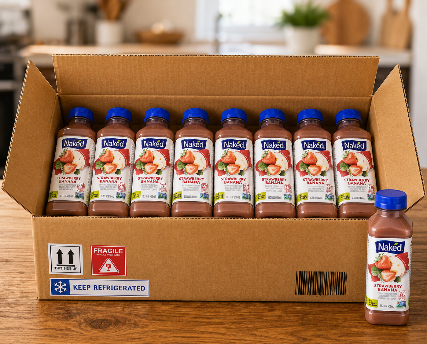 Strawberry Banana Naked Juice Drink-8 Count- 1 Case